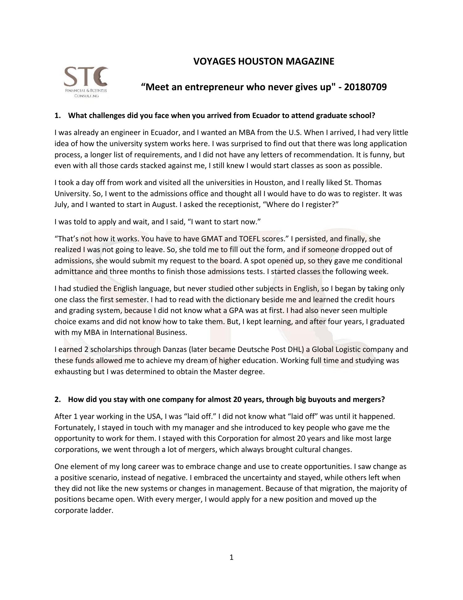 20180709 Voyages Houston Magazine Interview 1 Pdf Docdroid