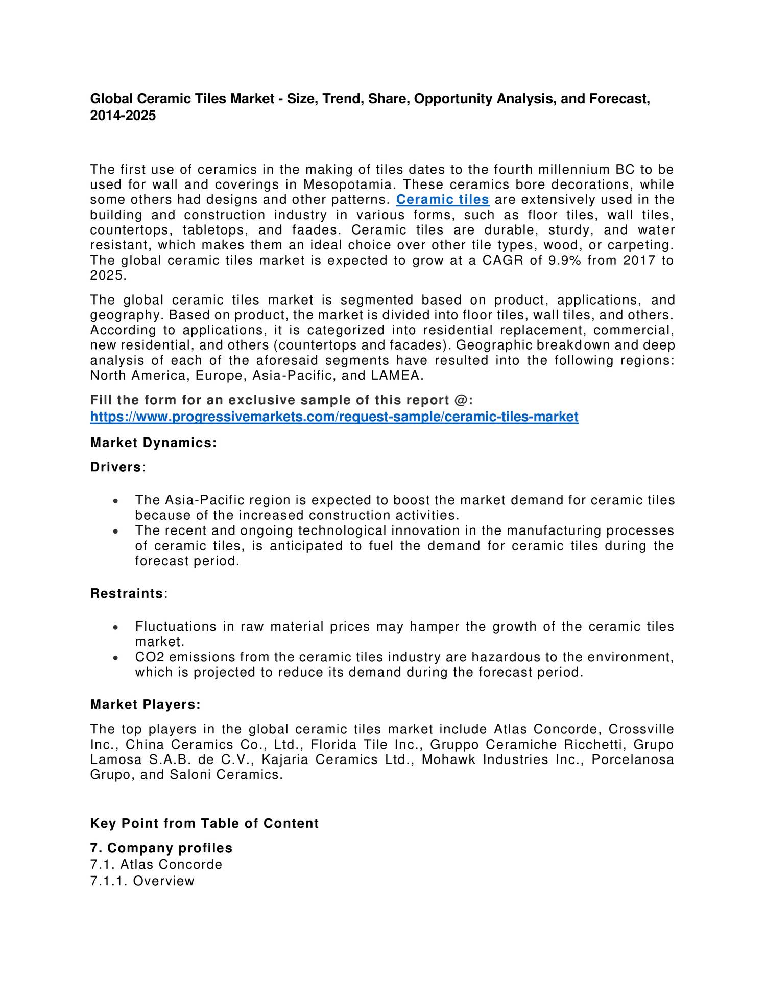 Ceramic Tiles Market Research Type, Ceramic Tile Flooring, Porcelain