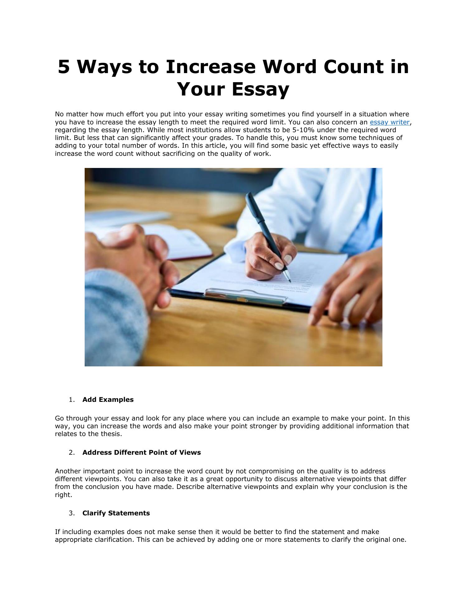 how to increase word count essay