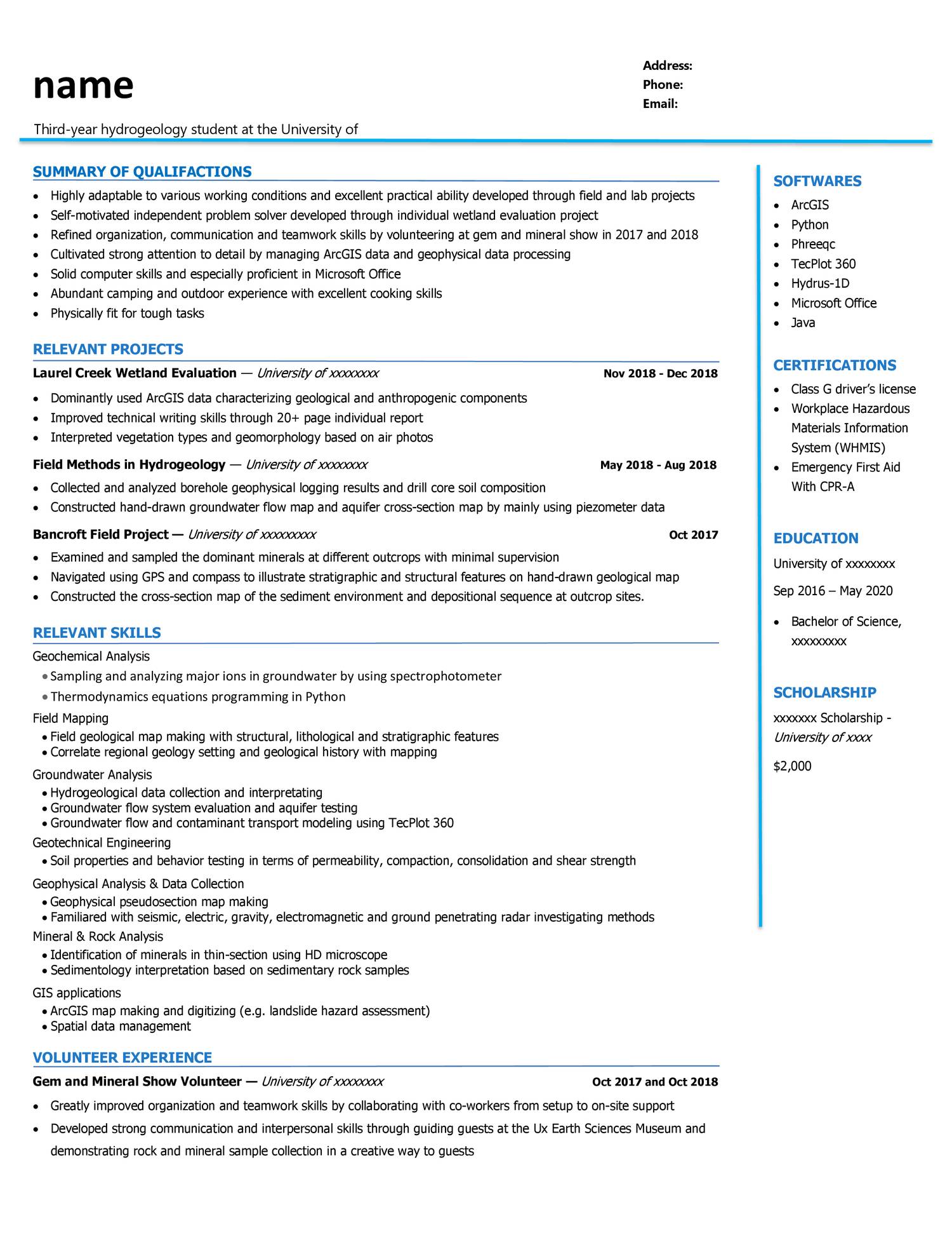 resume examples in pdf