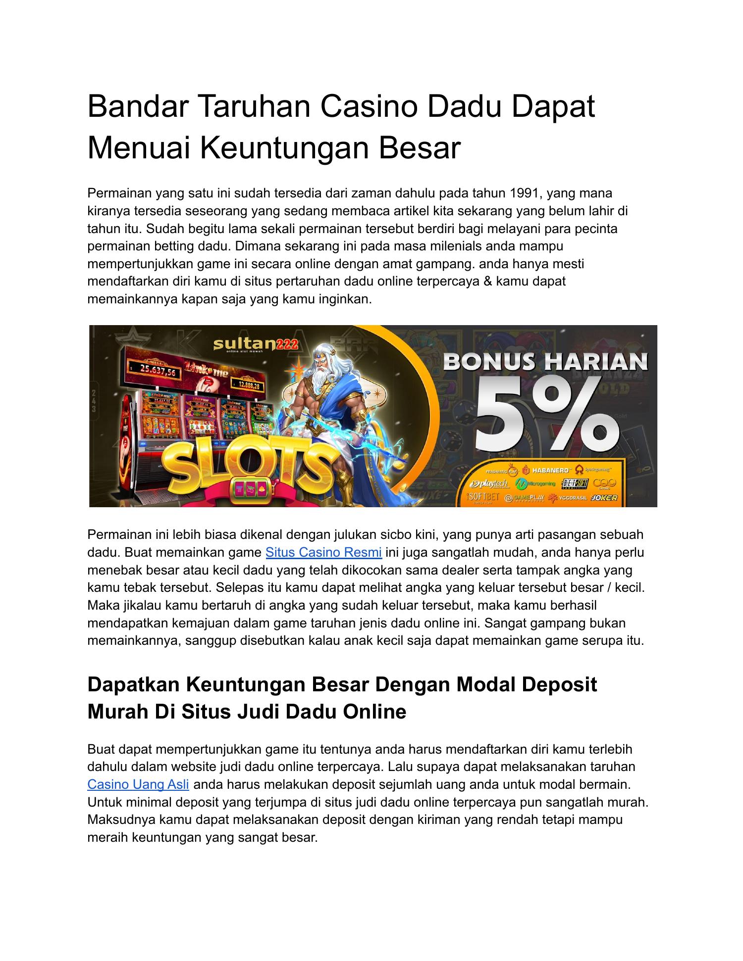 bandar taruhan casino terpercaya 2026