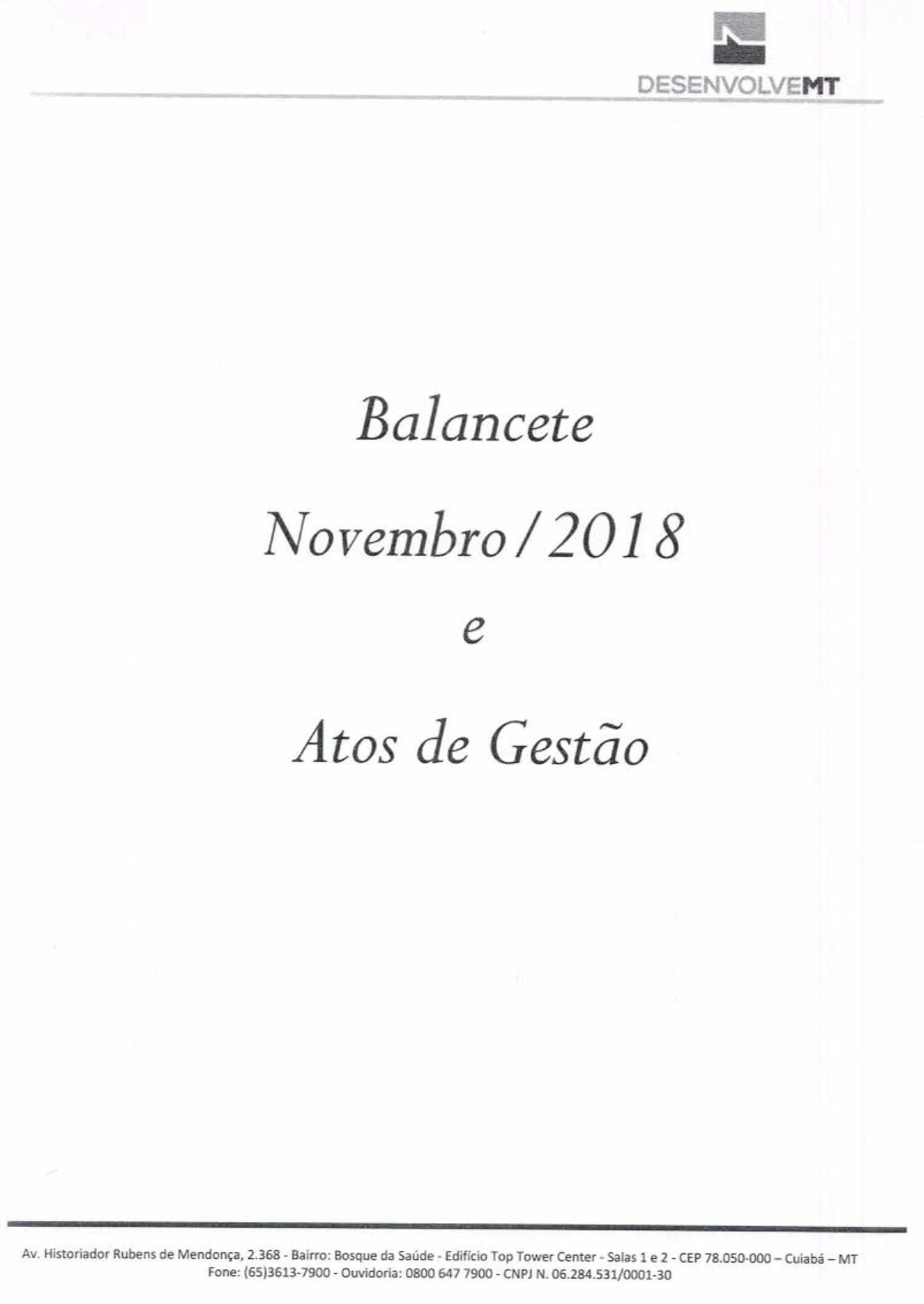 Balancete e Atos de Gestão da DESENVOLVE MT - Ref Novembro_2018.pdf ...