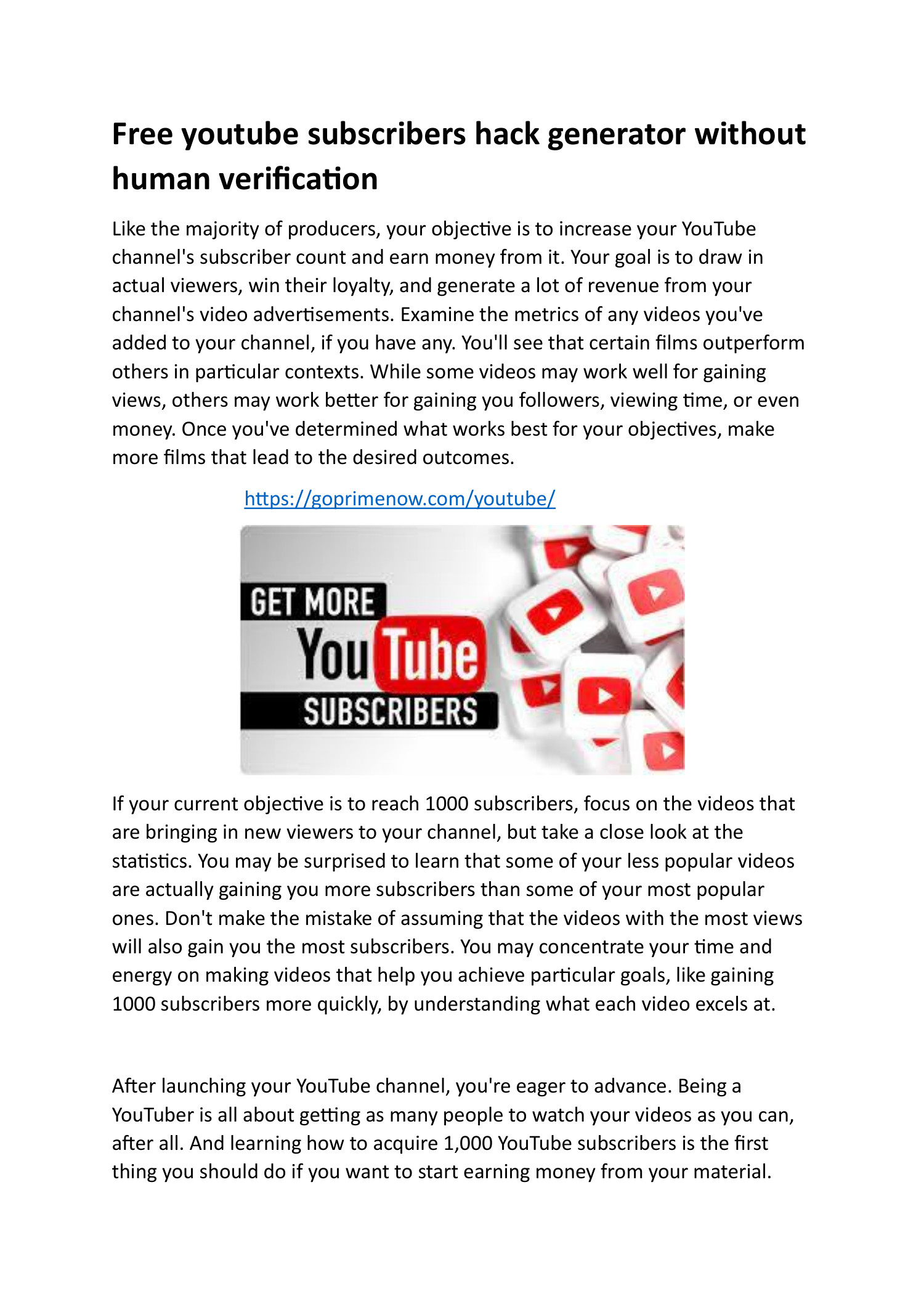 free-youtube-subscribers-hack-generator-without-human-verification.pdf ...