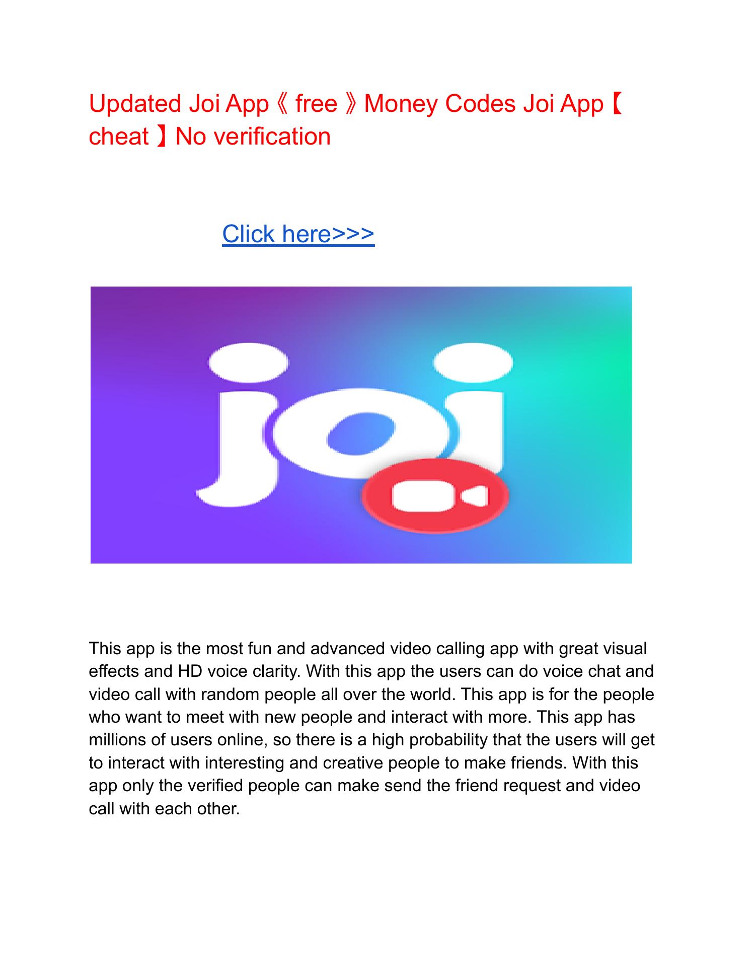 Updated Joi App 《 free 》 Money Codes Joi App 【 cheat 】 No verification