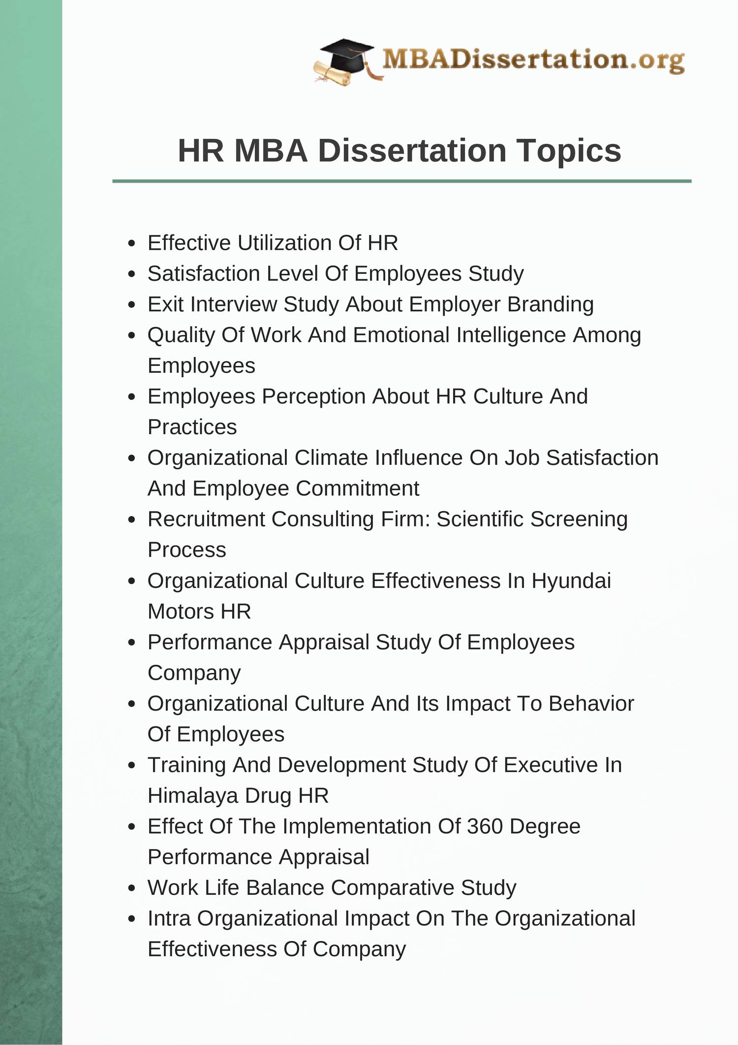 research topics for mba students in hr