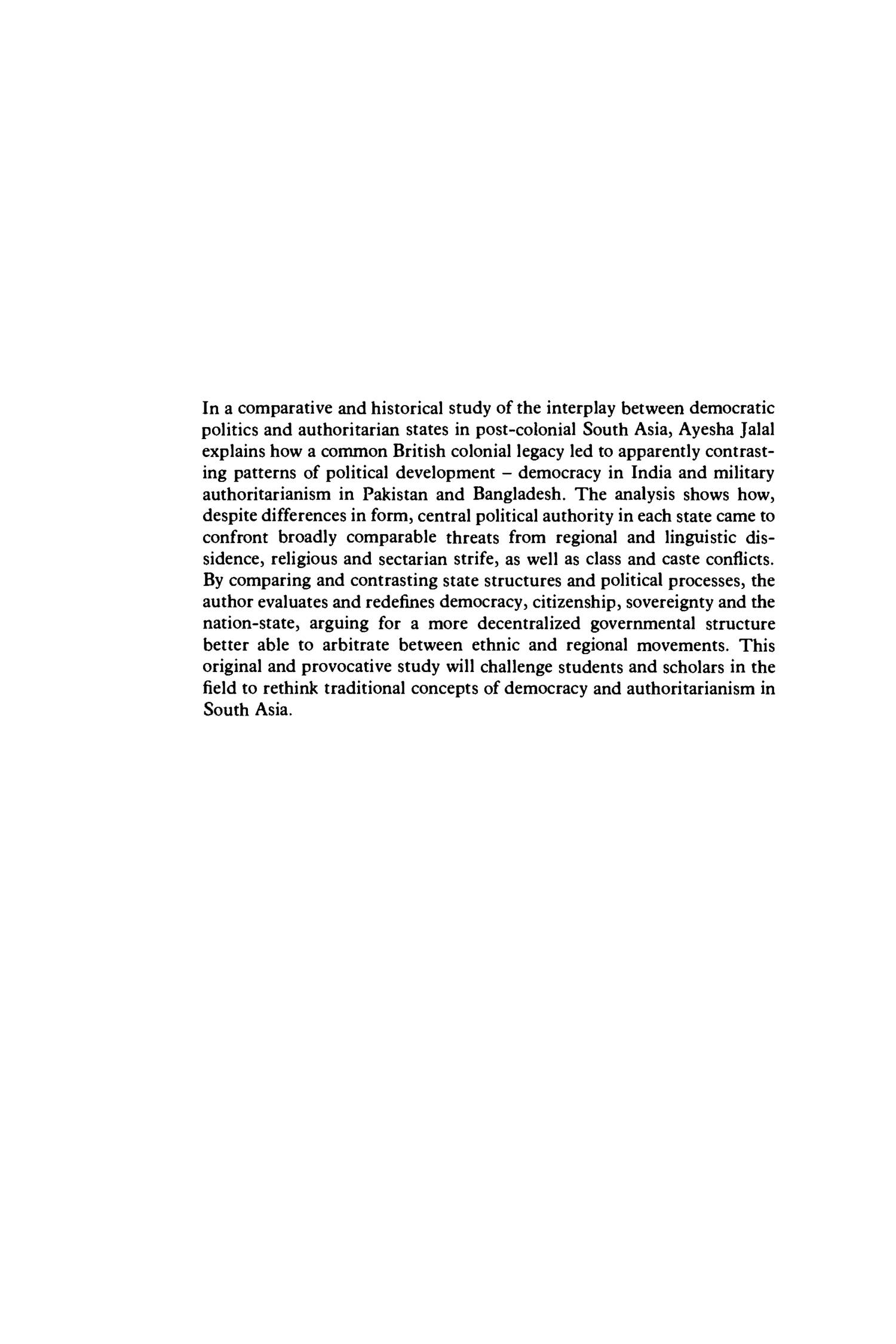 Jalal Ayesha Democracy and Authoritarianism in South Asia.pdf | DocDroid