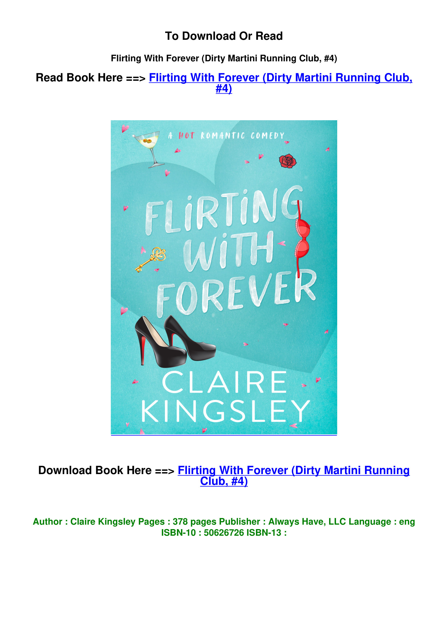 DOWNLOAD EPUB Flirting With Forever Dirty Martini Running Club 4 By