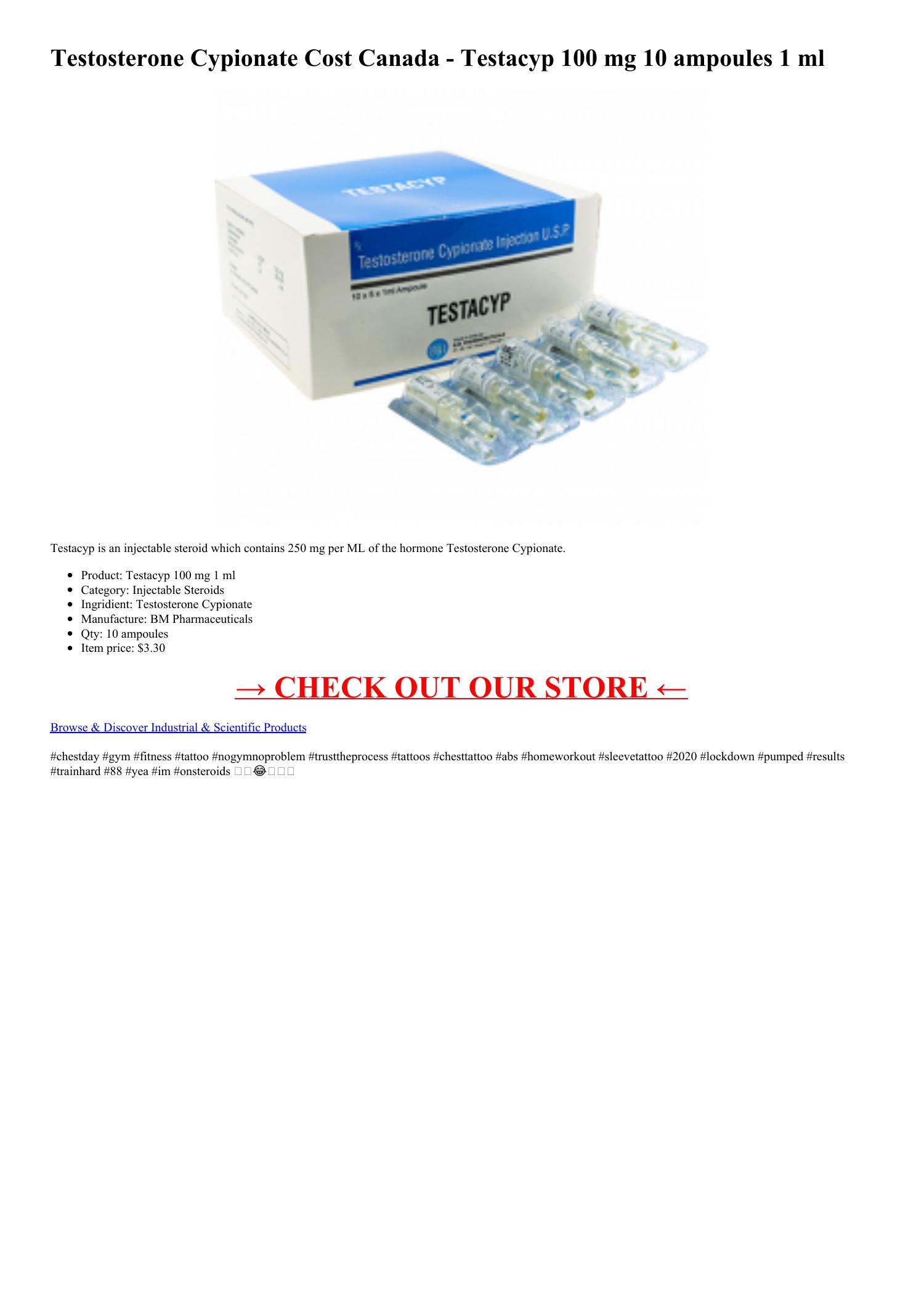 Testosterone Cypionate Cost Canada Testacyp 100 mg 10 ampoules 1 ml.pdf