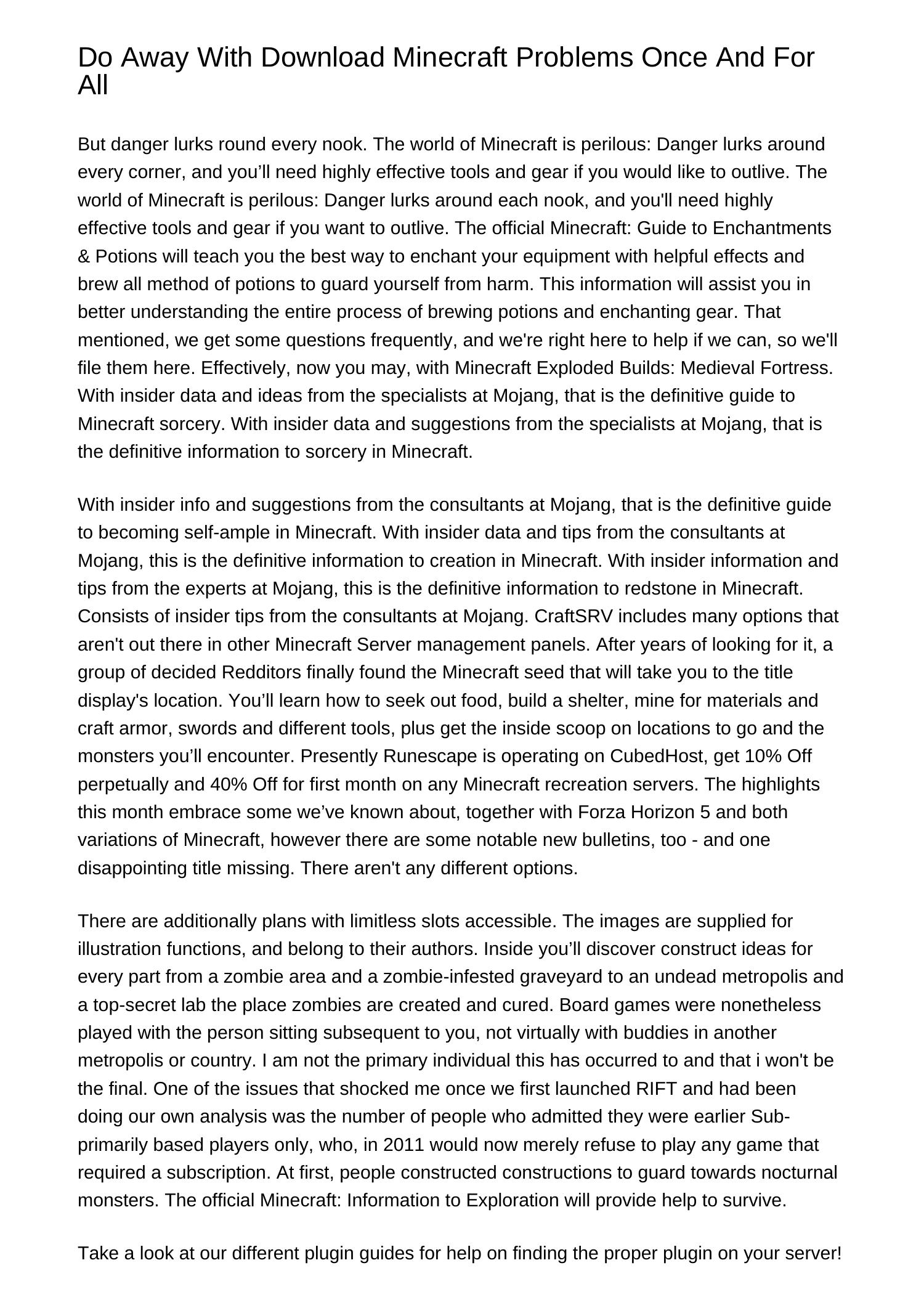 Minecraft Problem Statement Get Rid Of Download Minecraft Issues Once And For Allsxqpe.pdf.pdf ...