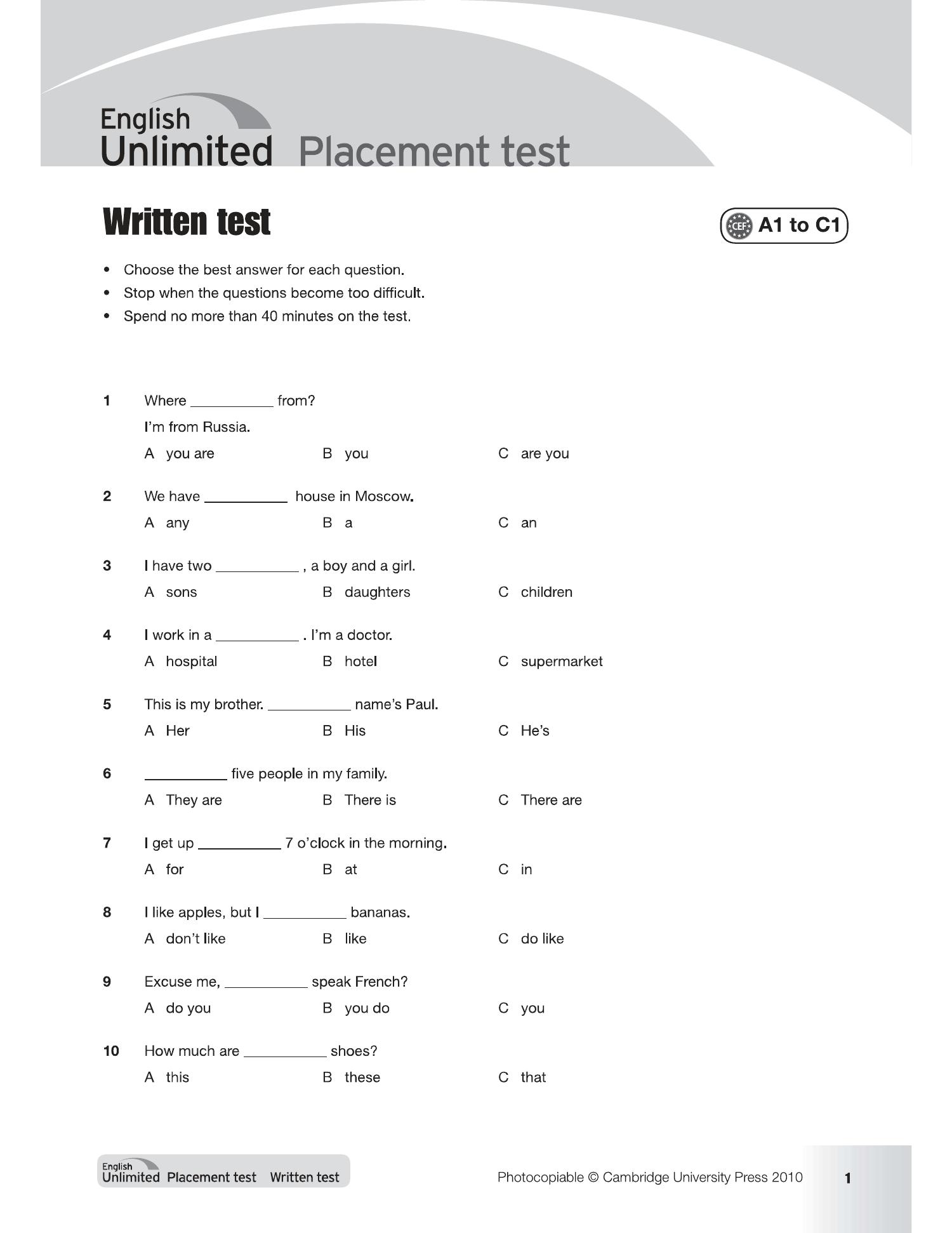 Test english go. Level Test 1a Elementary ответы. Тест English Placement Test. Tests Level 1-a ответы. Placement Test a1 c1 ответы.