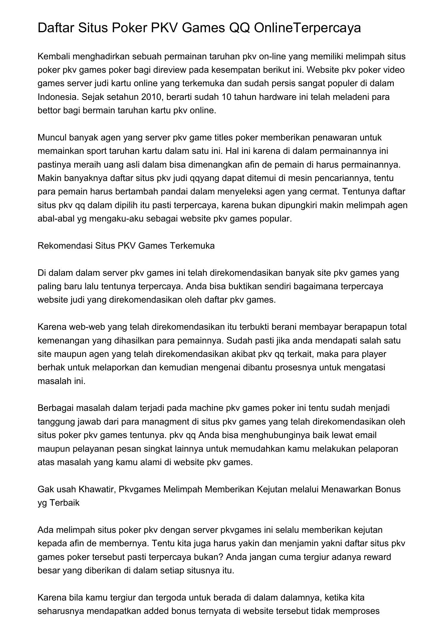 Daftar Situs Poker PKV Games QQ OnlineTerpercayavycbp.pdf.pdf | DocDroid