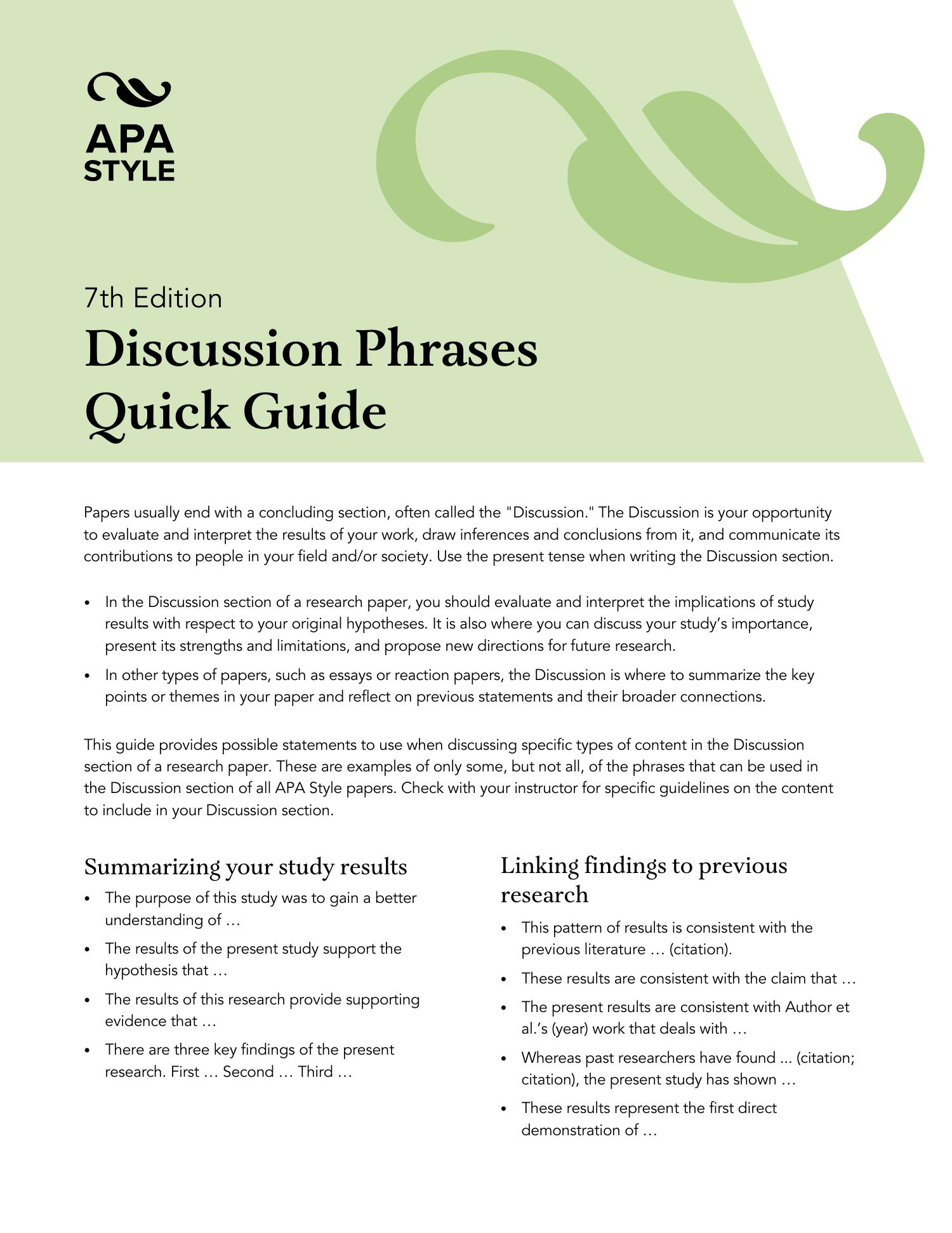 phrases to start a discussion essay