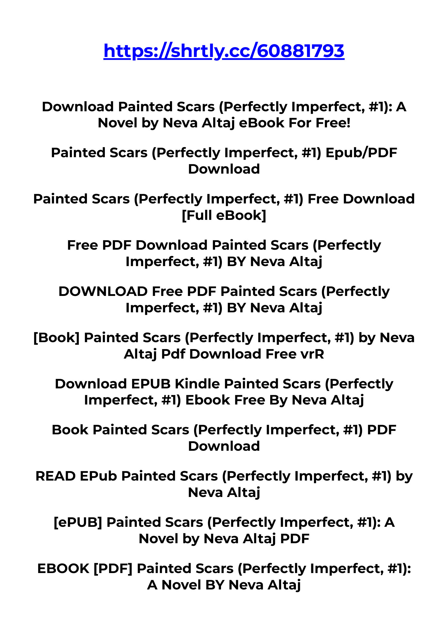 Download PDF Painted Scars (Perfectly Imperfect, #1) Ebook Free By Neva  Altaj.pdf