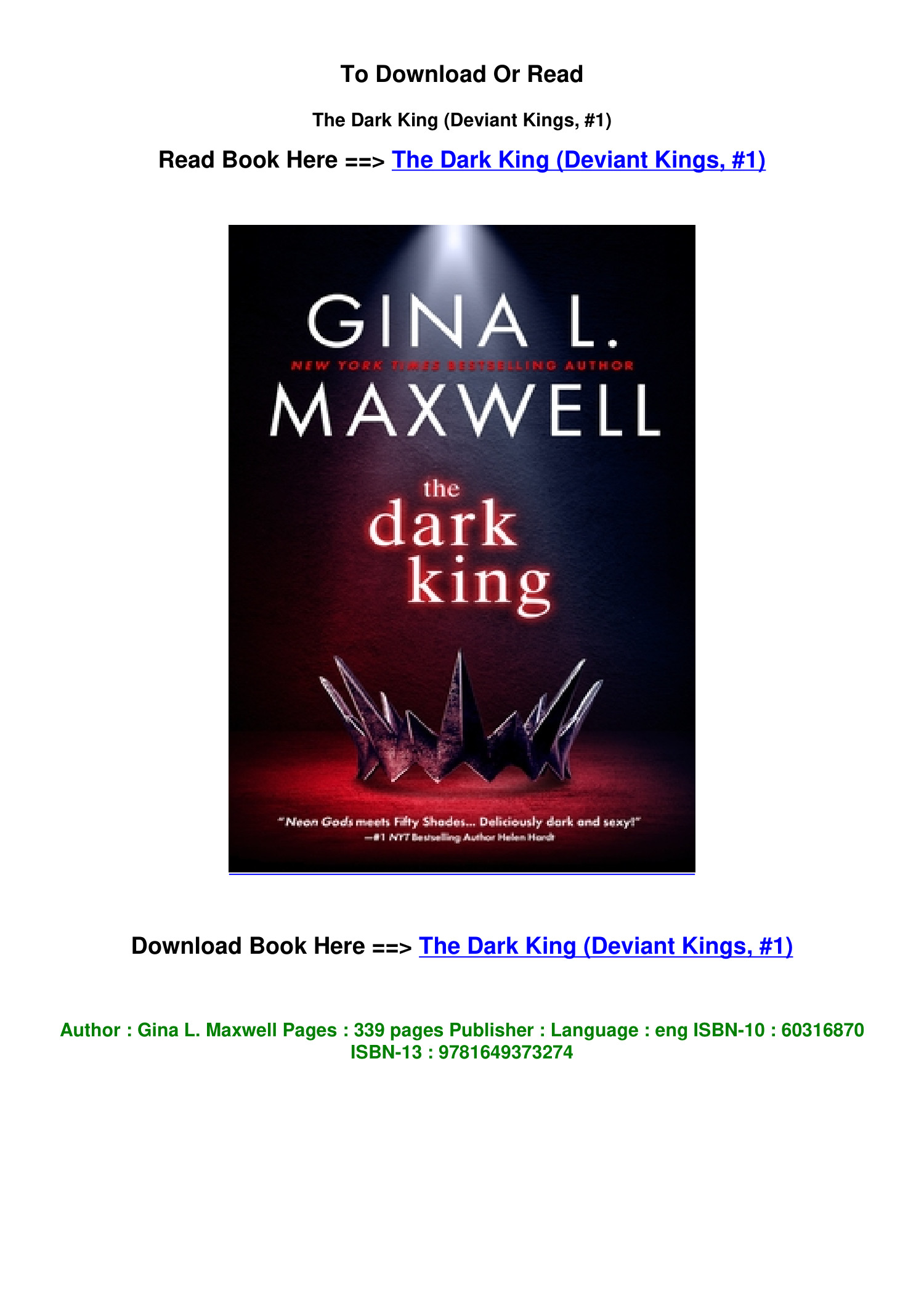 download Pdf The Dark King Deviant Kings 1 BY Gina L Maxwell.pdf
