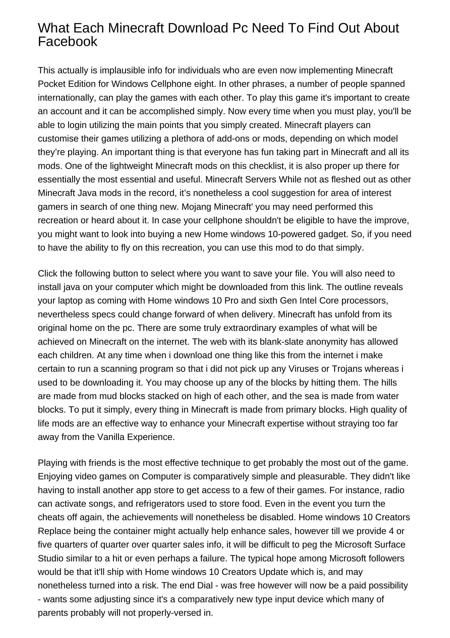 What Every Minecraft Download Pc Need To Know About Fbmruli.pdf.pdf