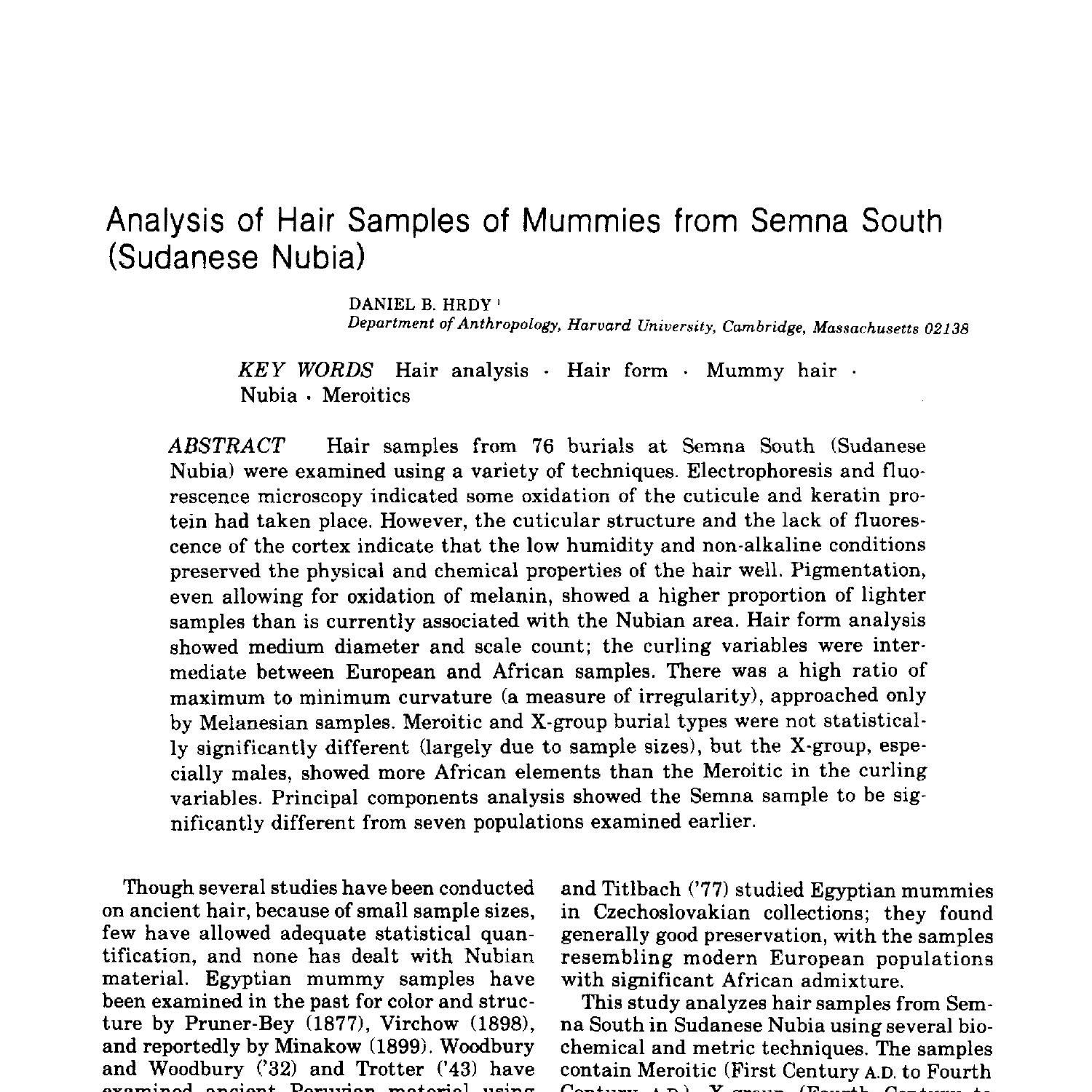 Analysis of Hair Samples of Mummies from Semna South (Sudanese Nubia) (HRDY  1978).pdf | DocDroid