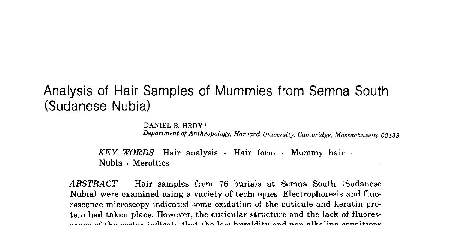 Analysis of Hair Samples of Mummies from Semna South (Sudanese Nubia) (HRDY  1978).pdf | DocDroid