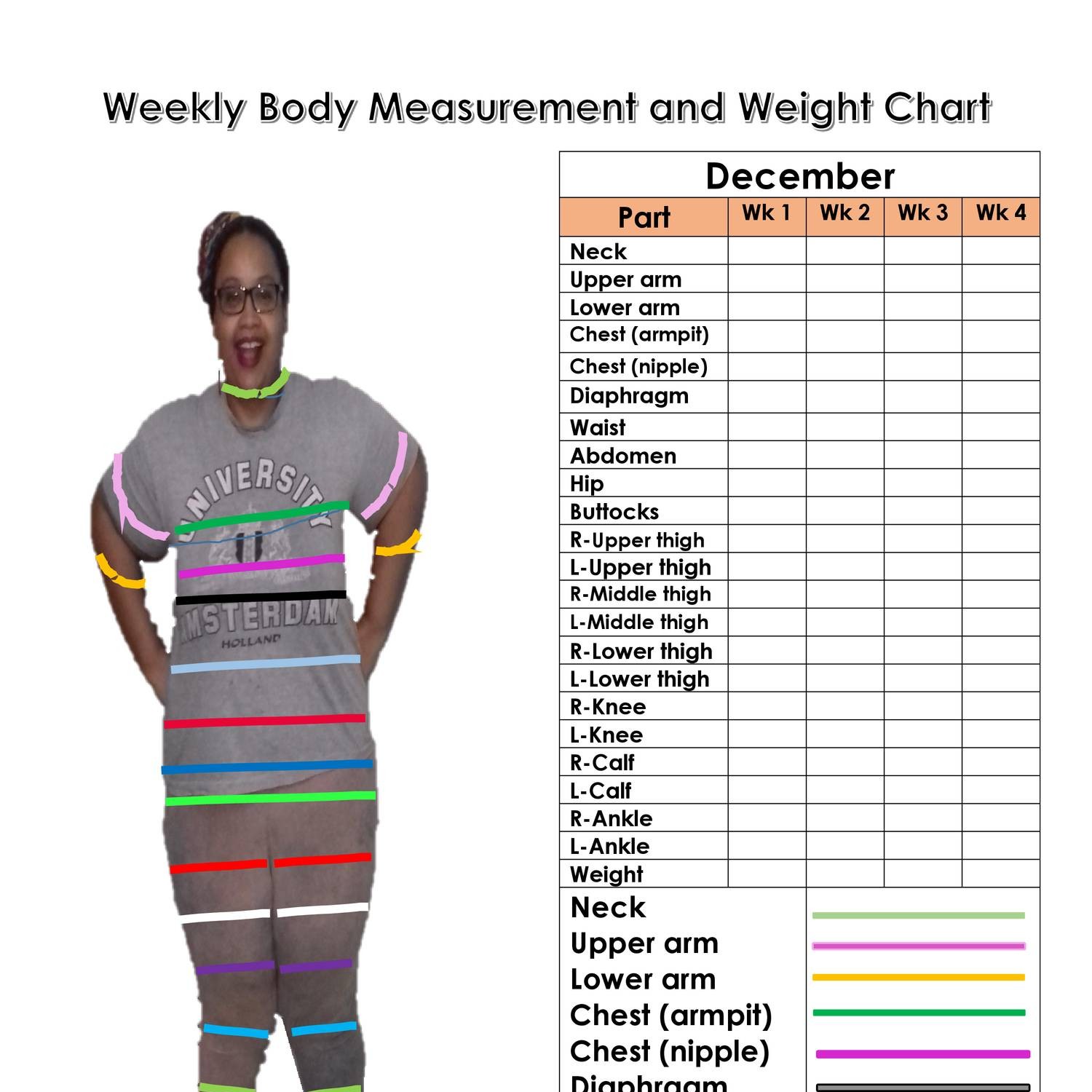 Weekly Body Measurement Chart
