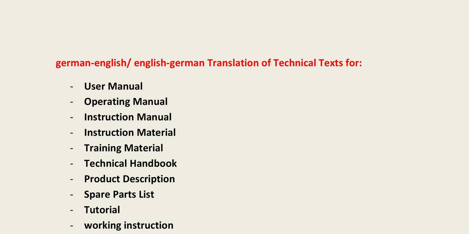 User Manual Technical Handbook Training Material english-german ...