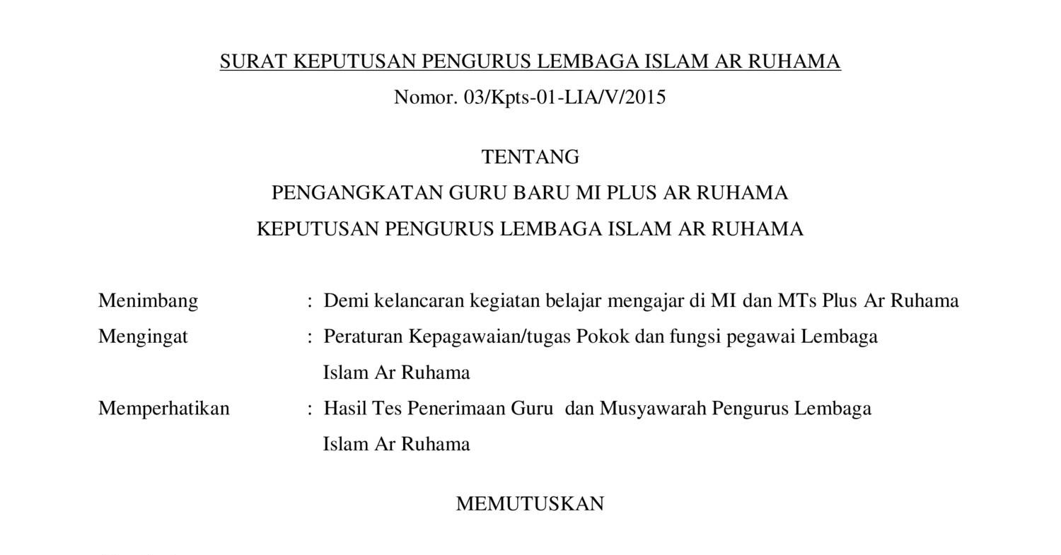 Surat Keputusan Pengurus Lembaga Islam Ar Ruhamapdf Docdroid