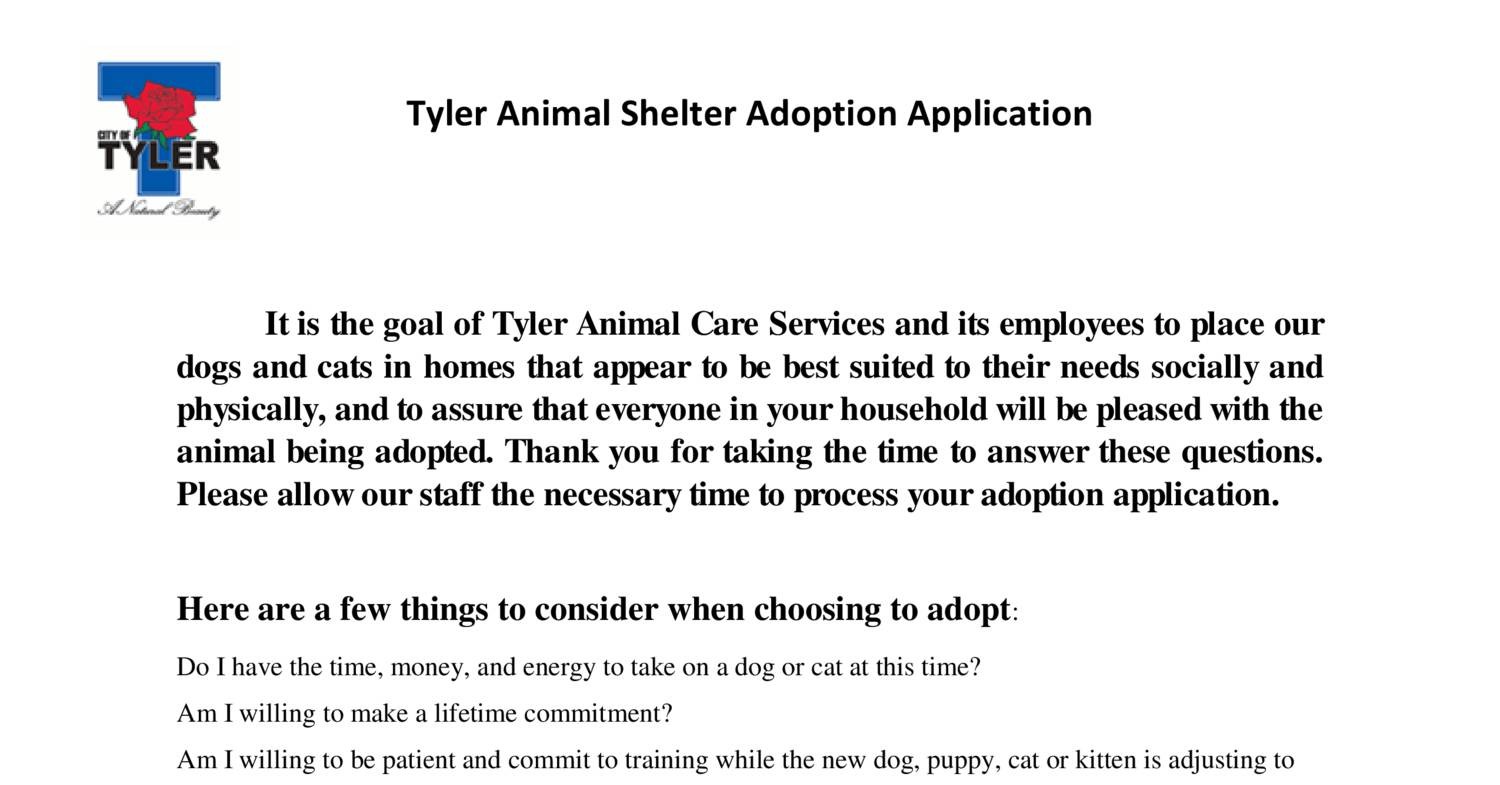 Tyler Animal Shelter adoption  | DocDroid