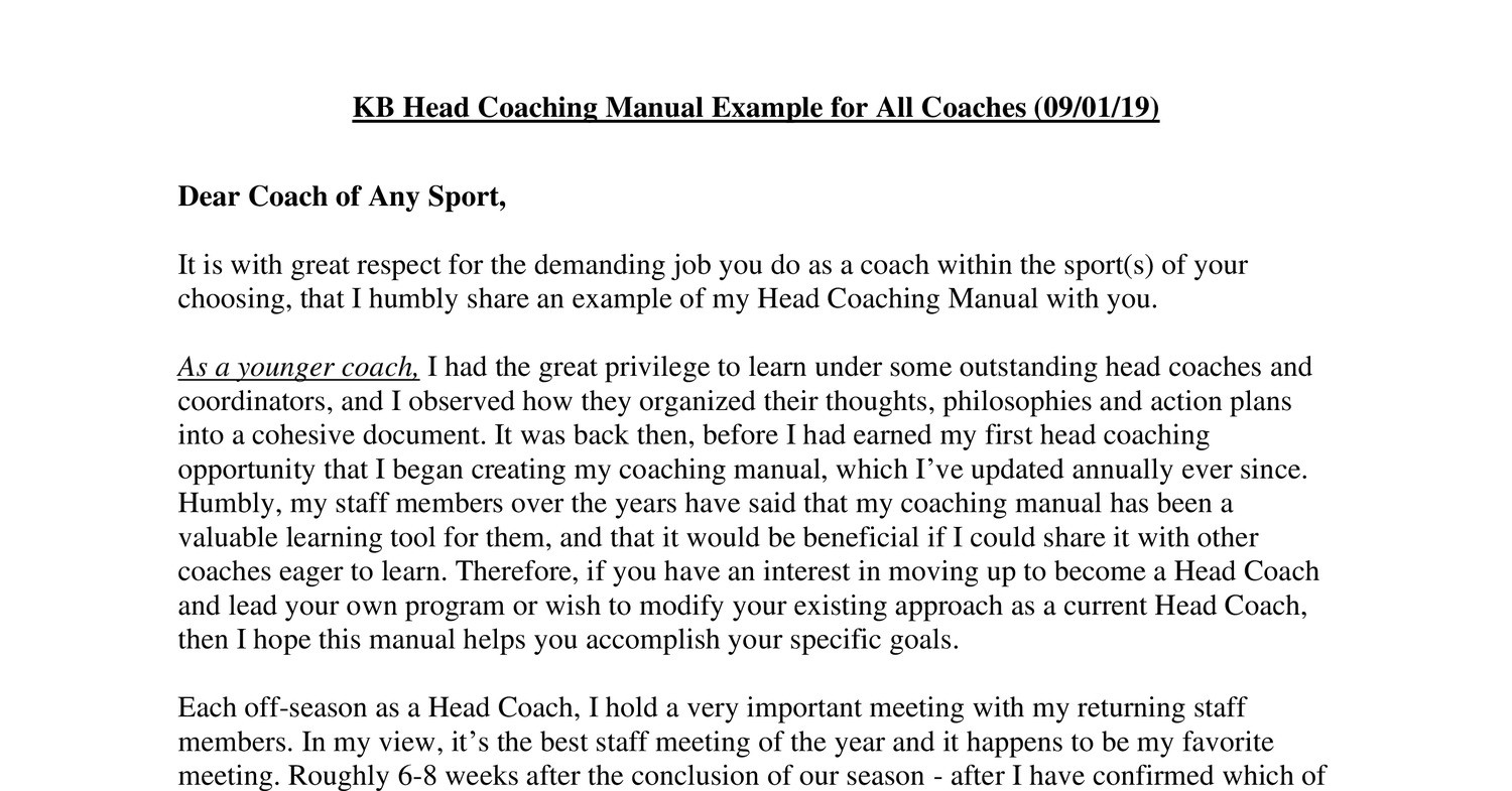 KB Head Coaching Manual Example for All Coaches.pdf | DocDroid