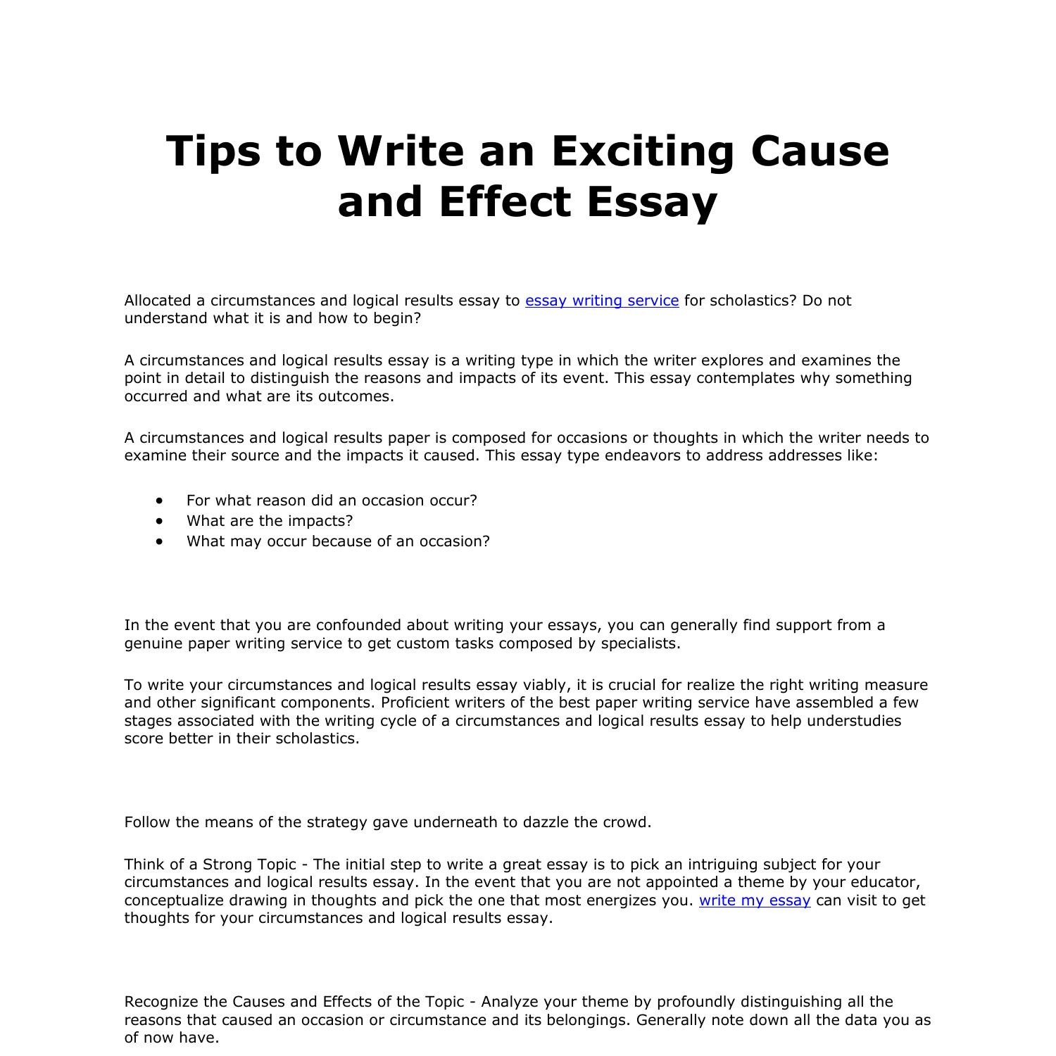 cause and effect essay tips