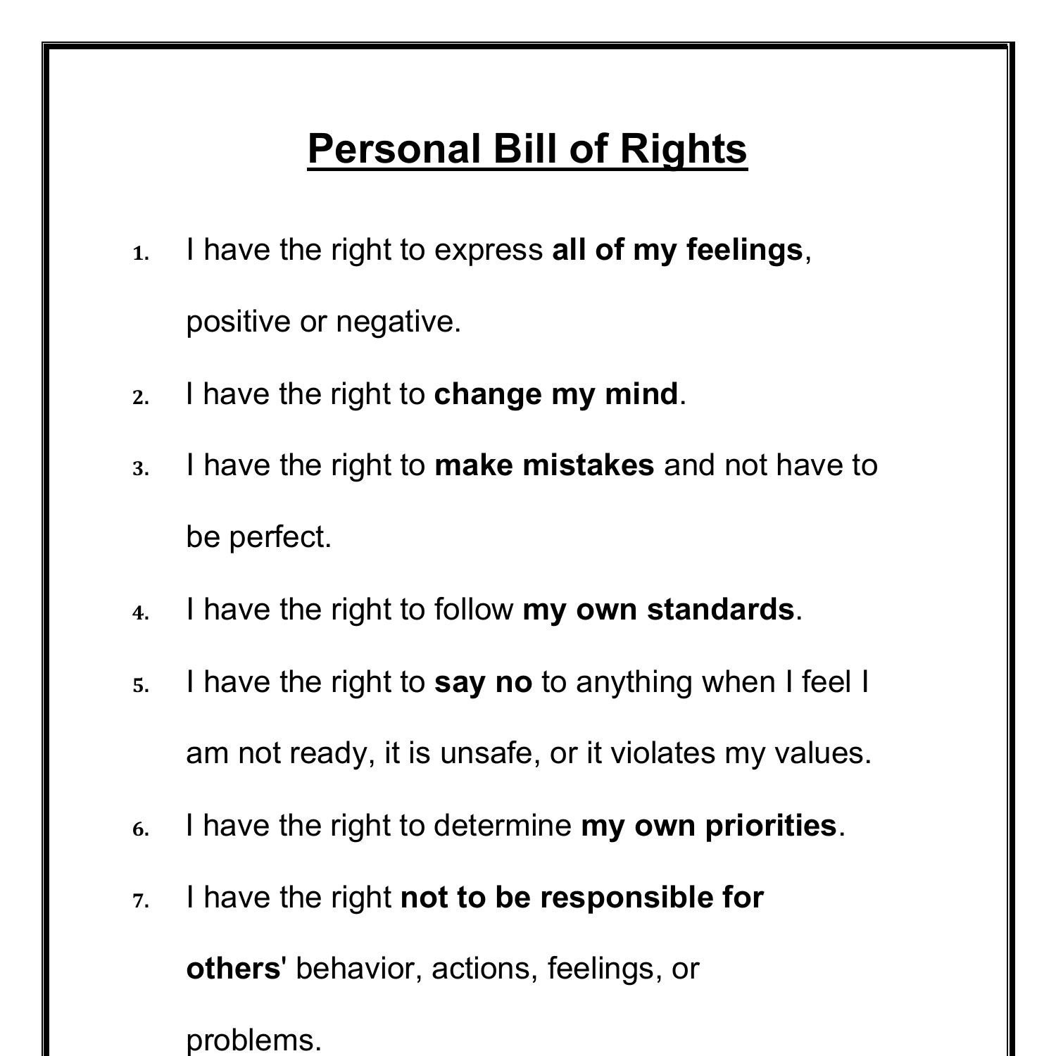 Personal Bill of Rights.pdf  DocDroid With Bill Of Rights Worksheet Pdf