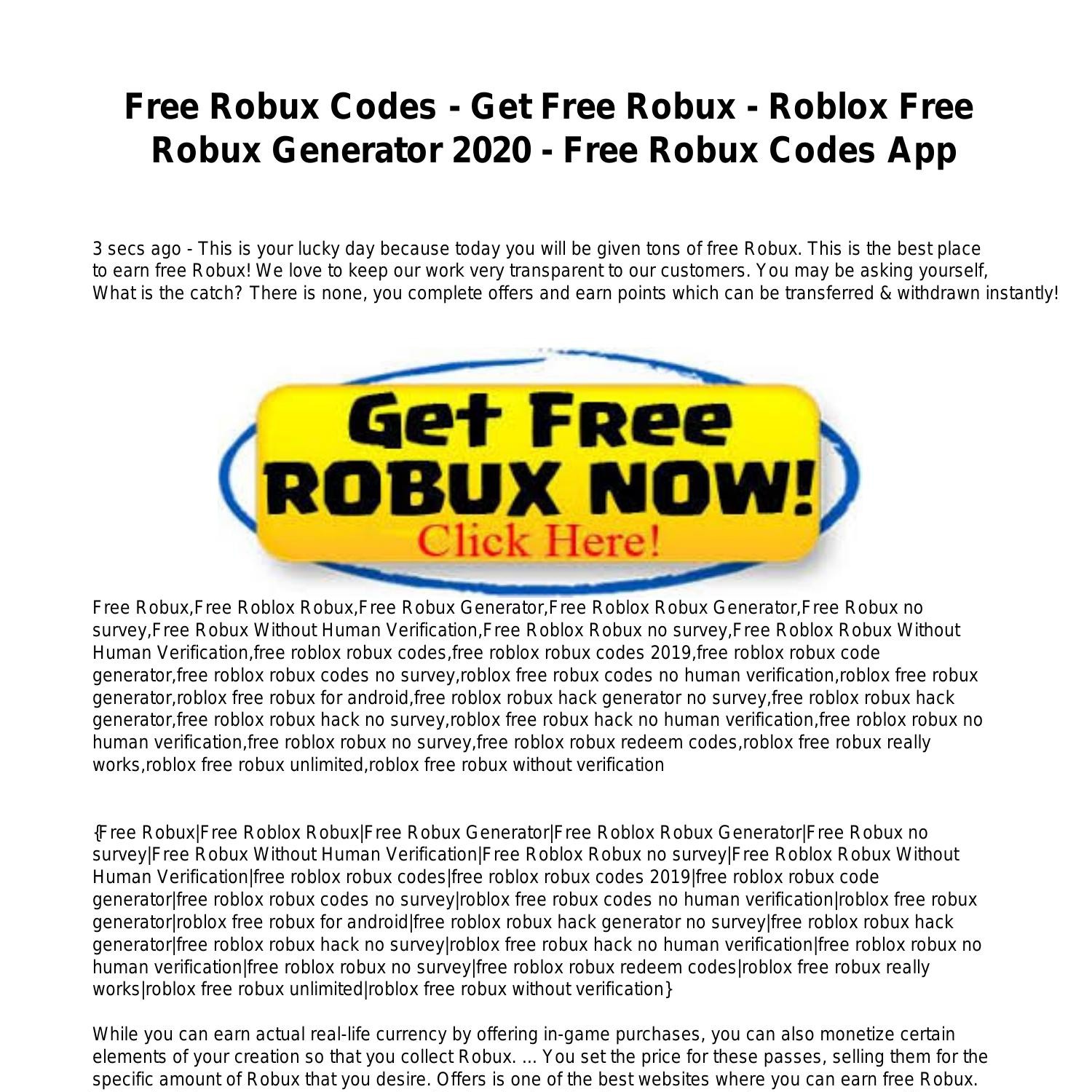 Free Robux Codes Get Free Robux Roblox Free Robux Generator 2020 Free Robux Codes App Pdf Docdroid