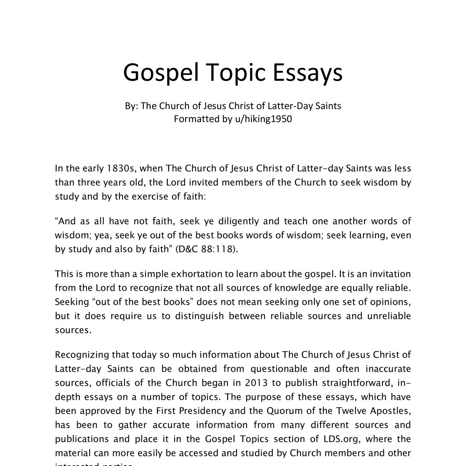 original gospel topic essays