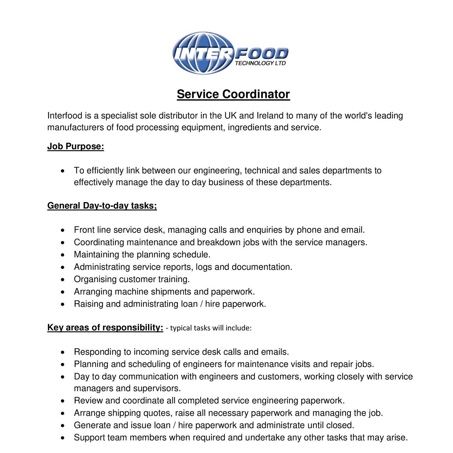 Customer Service Coordinator Job Description Monte