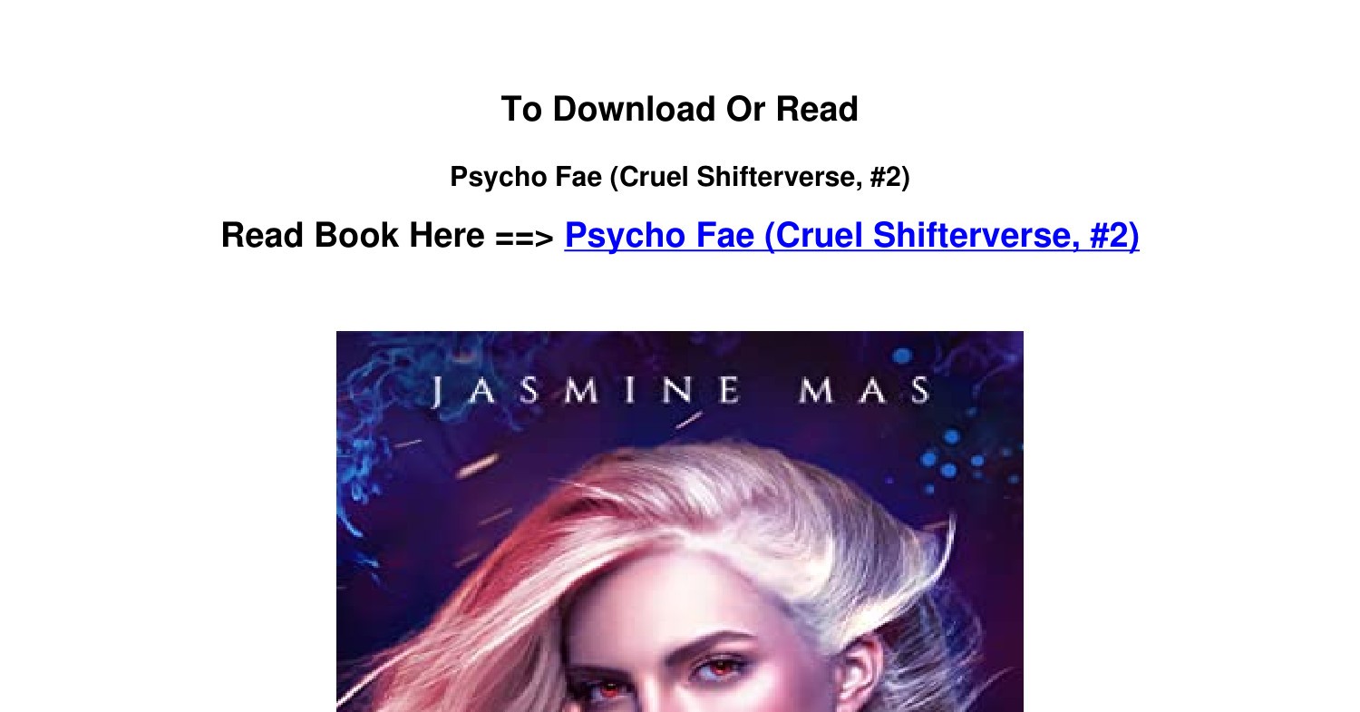 ePub download Psycho Fae Cruel Shifterverse 2 By Jasmine Mas.pdf
