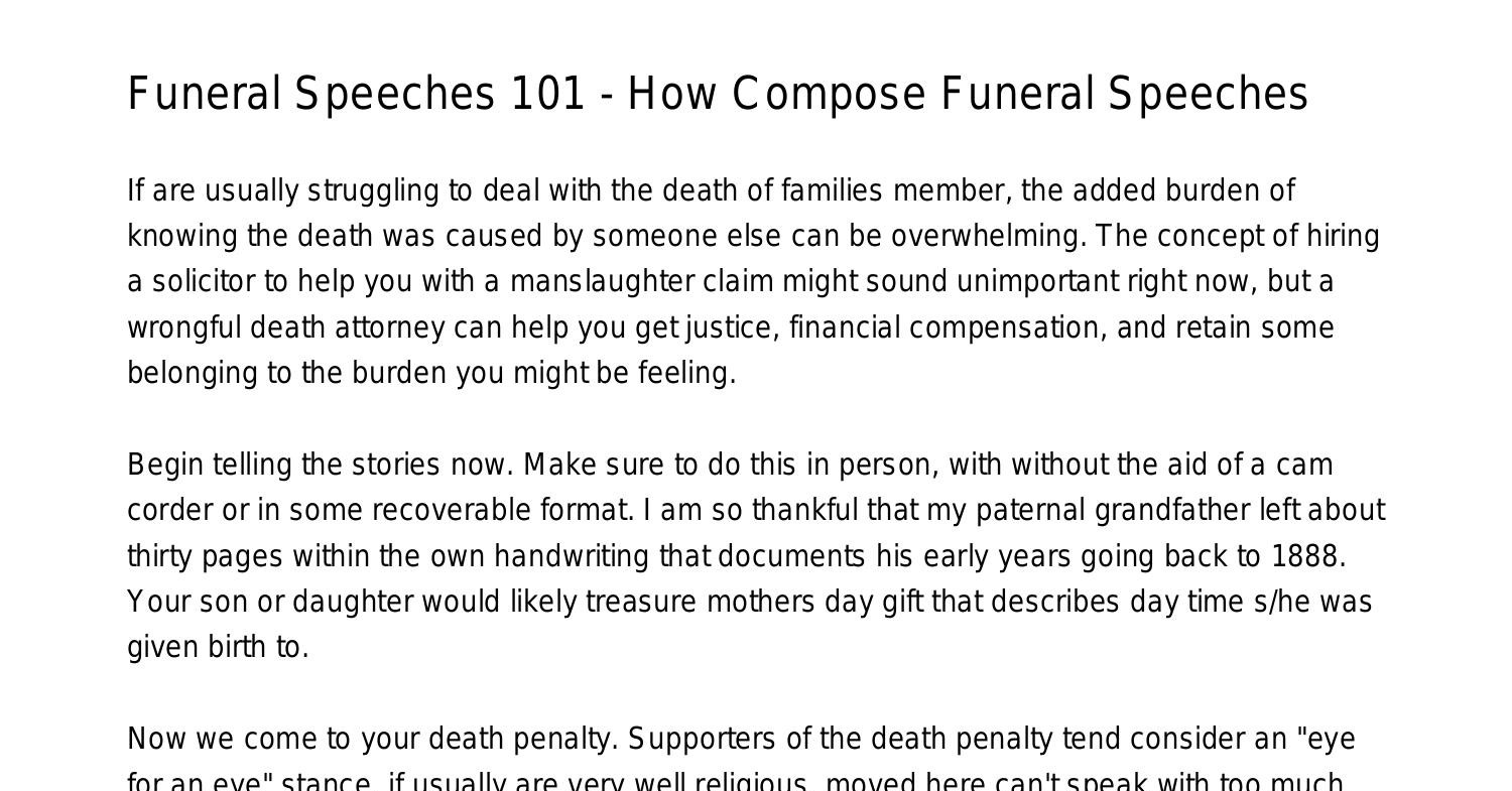 how to start off a speech for a funeral