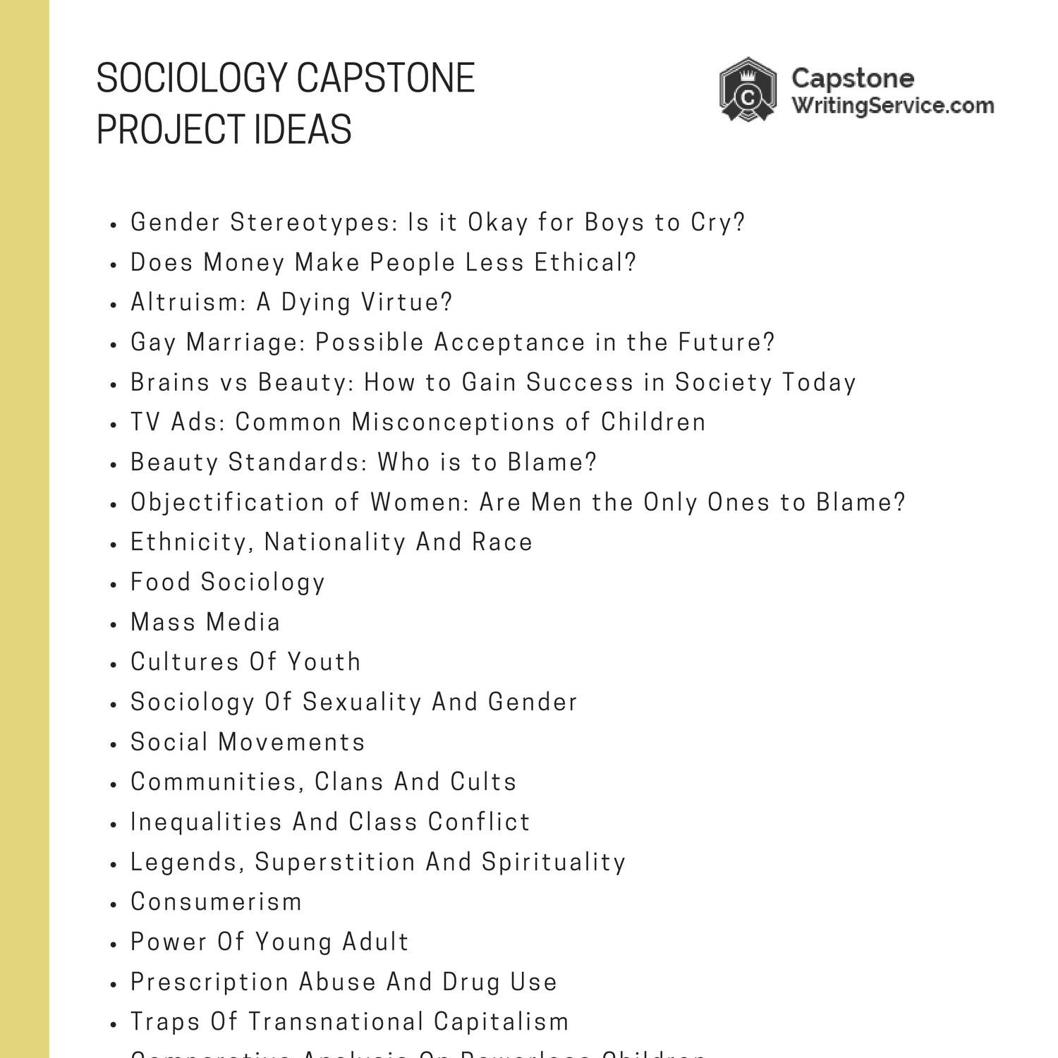 sociology capstone project ideas