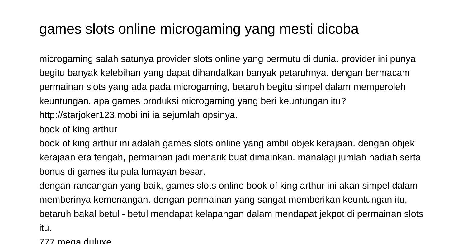 permainan slots online microgaming yang mesti dicobaicuav.pdf.pdf