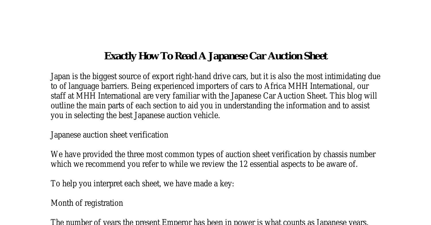Exactly How To Read A Japanese Car Auction Sheet.pdf DocDroid