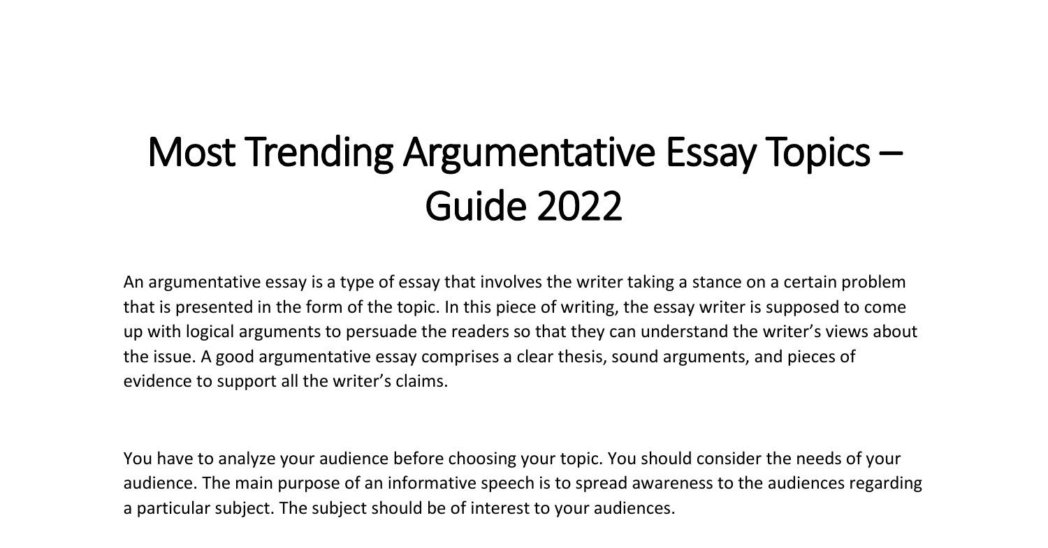 interesting argumentative essay topics 2022