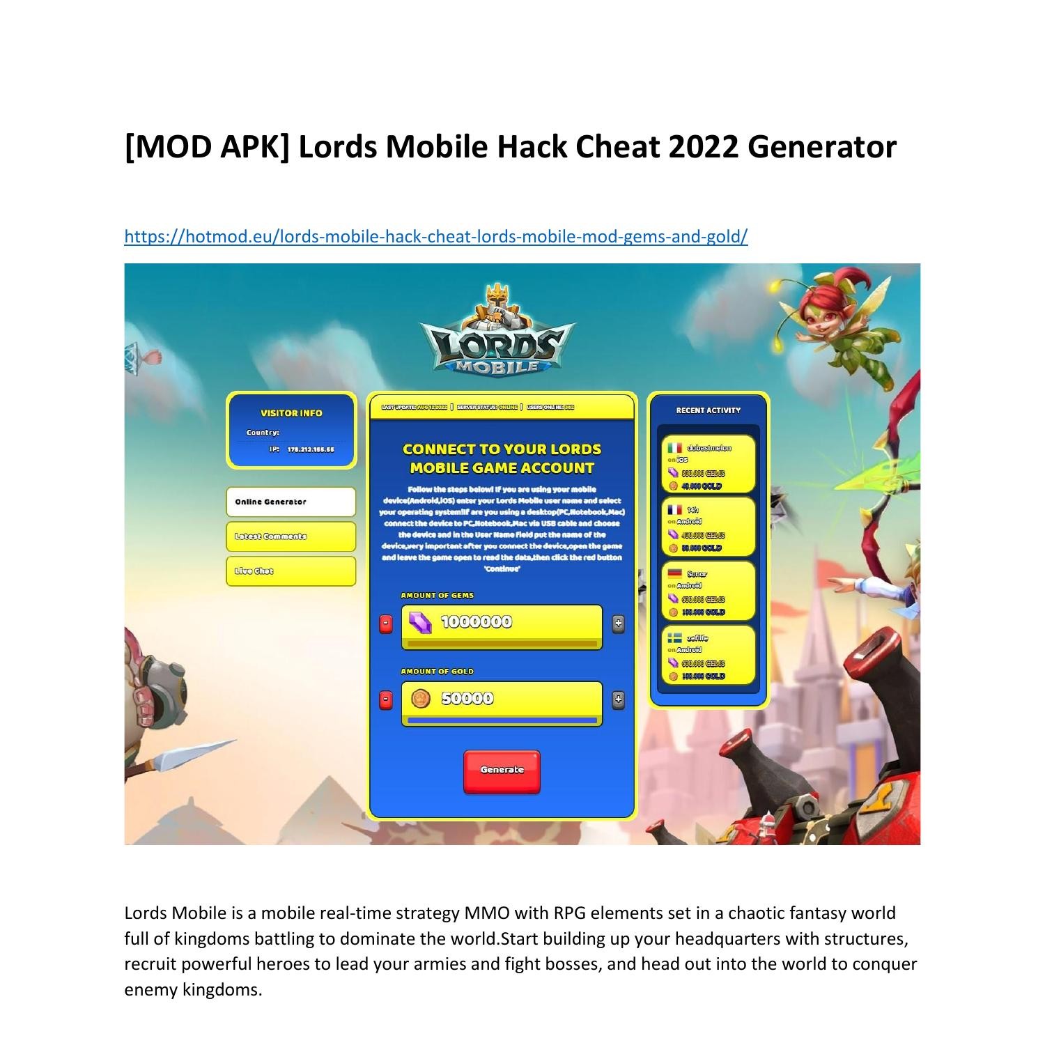 MOD APK] Lords Mobile Hack Cheat 2022 Generator.pdf