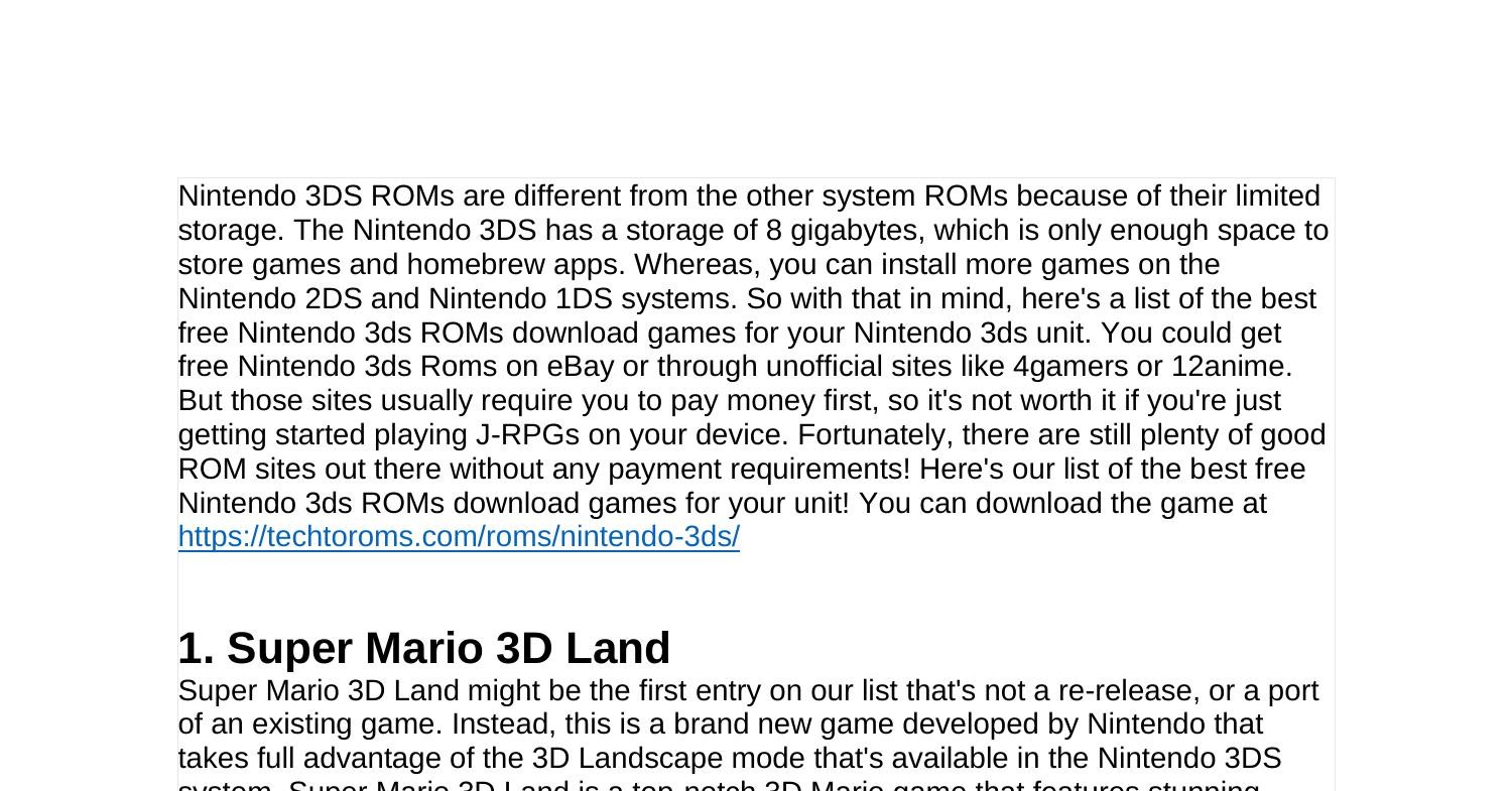 Nintendo 3ds Roms Download Games For Free - The Most Comprehensive