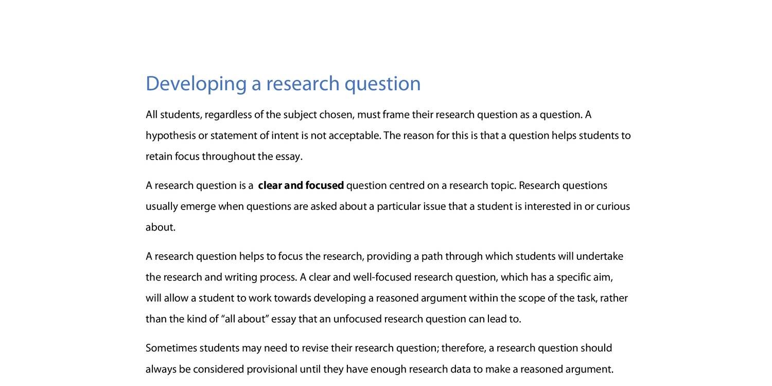 making a research question
