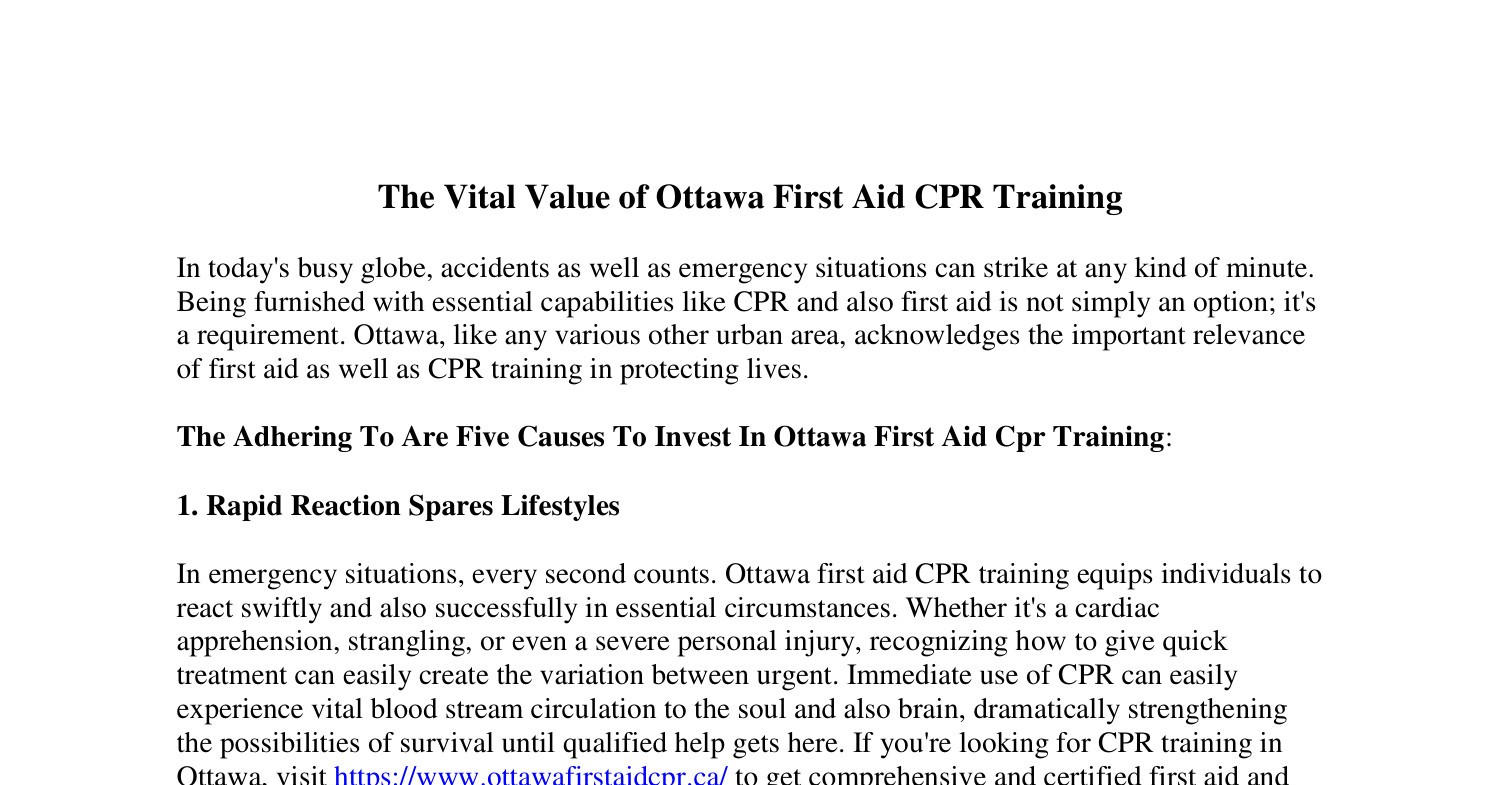 The Vital Value of Ottawa First Aid CPR Training.pdf DocDroid