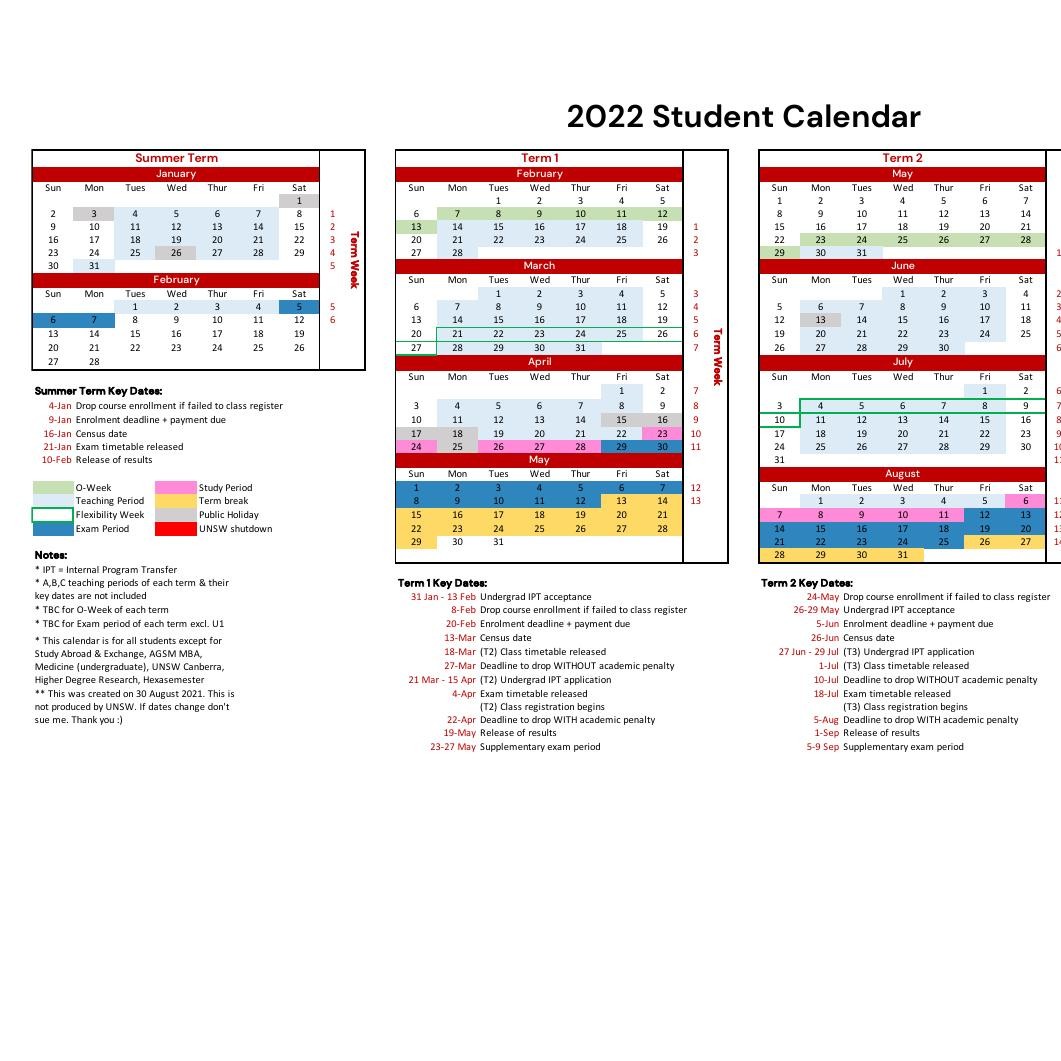 Student 2022 Calendar Pdf Docdroid Gambaran