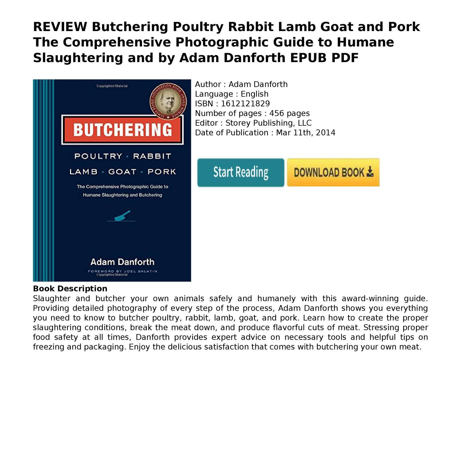 review-butchering-poultry-rabbit-lamb-goat-and-pork-the-comprehensive ...