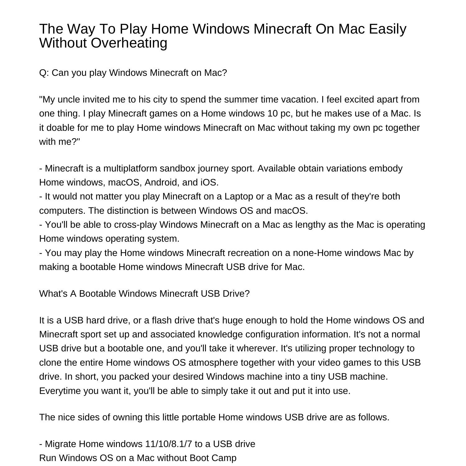 How You Can Play Windows Minecraft On Mac Smoothly Without