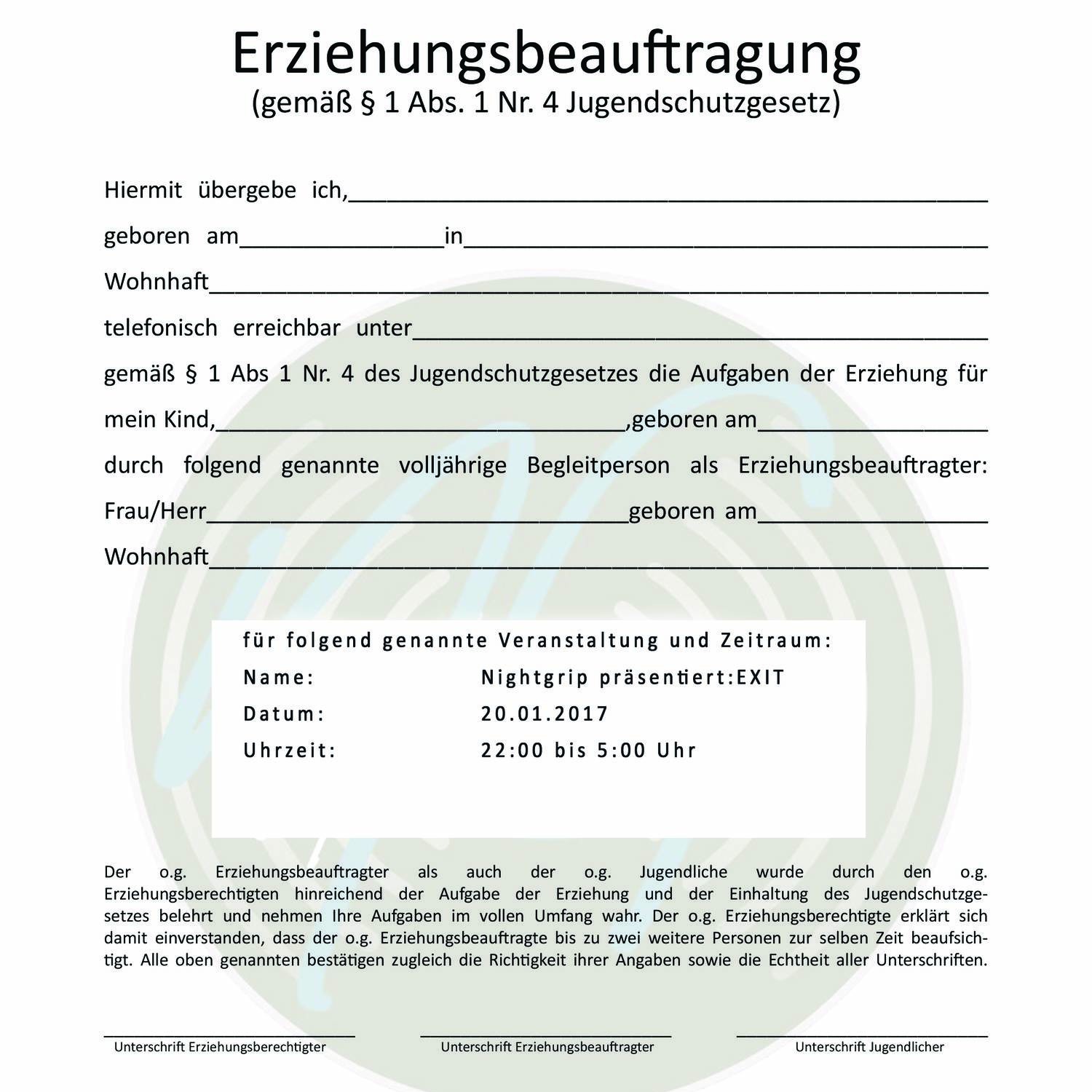 Erziehungsbeauftragung Der Muttizettel