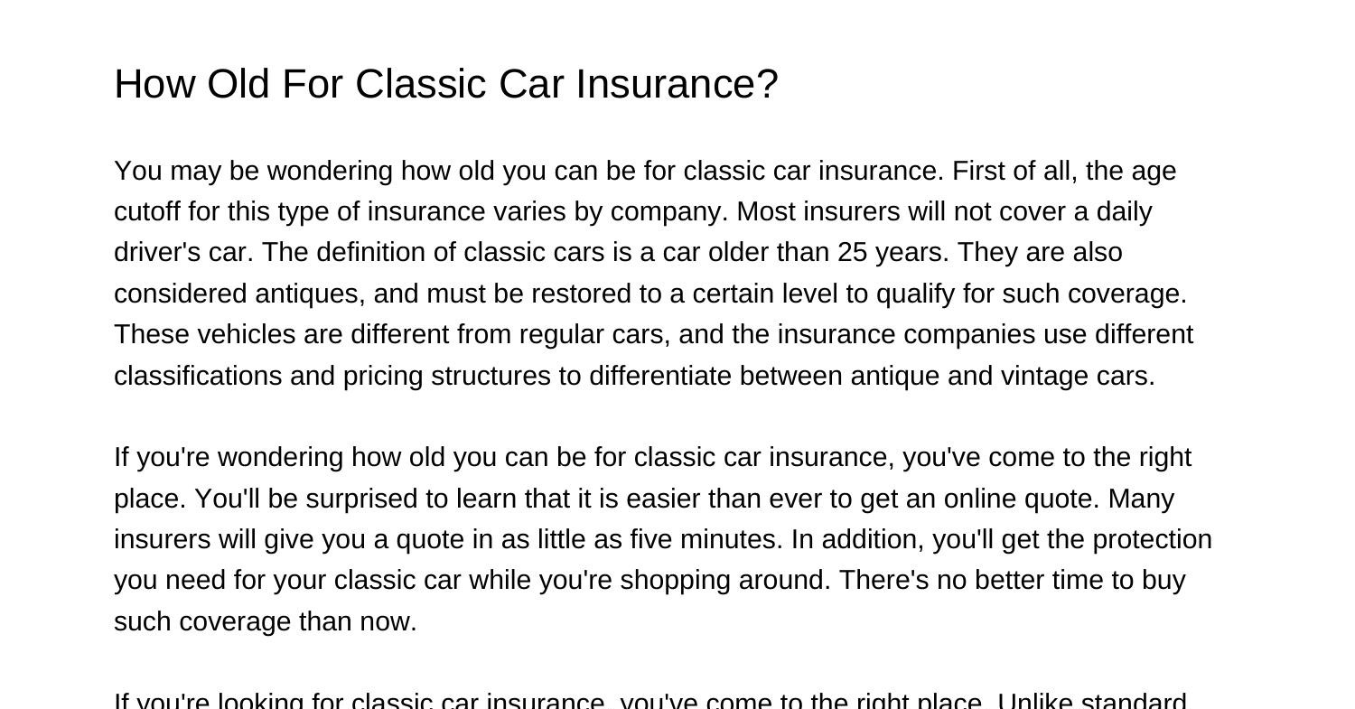 How Old For Classic Car Insurancetscec.pdf.pdf DocDroid