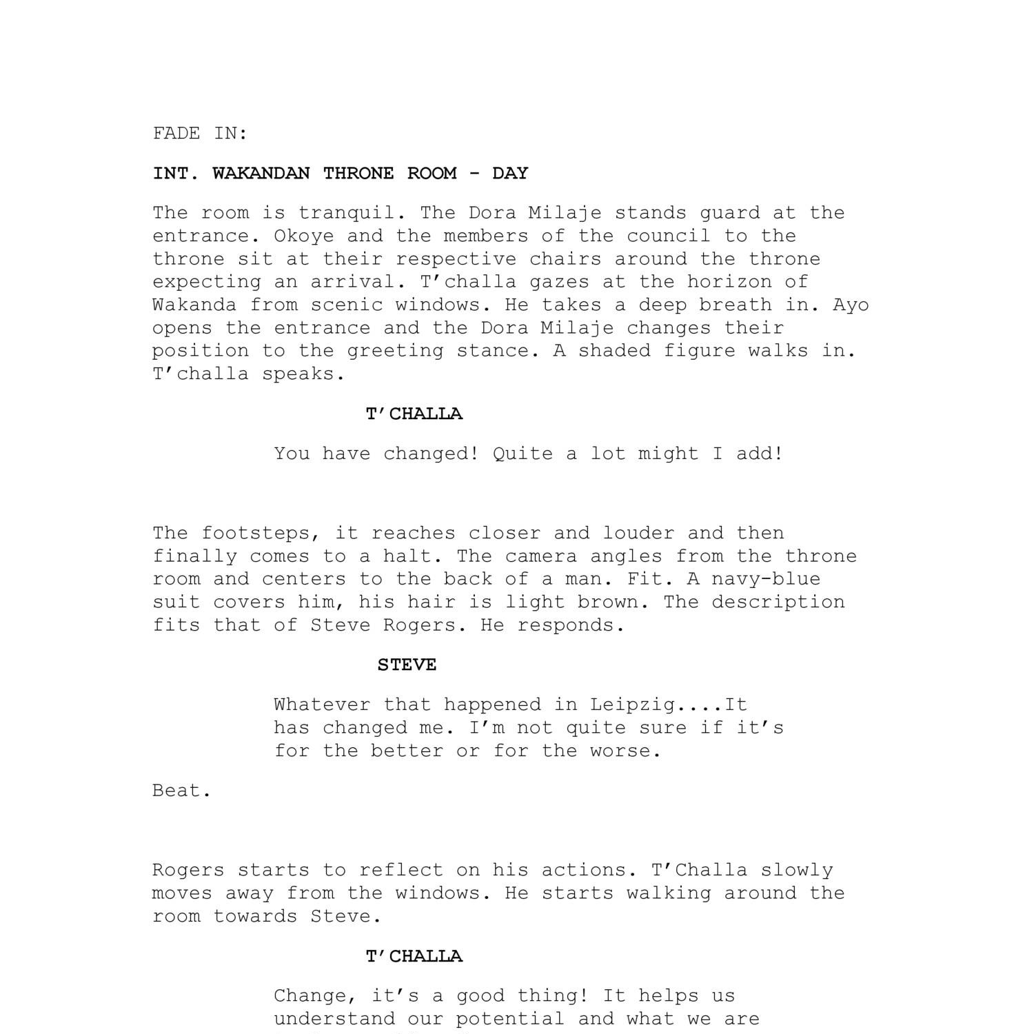Script For Black Panther