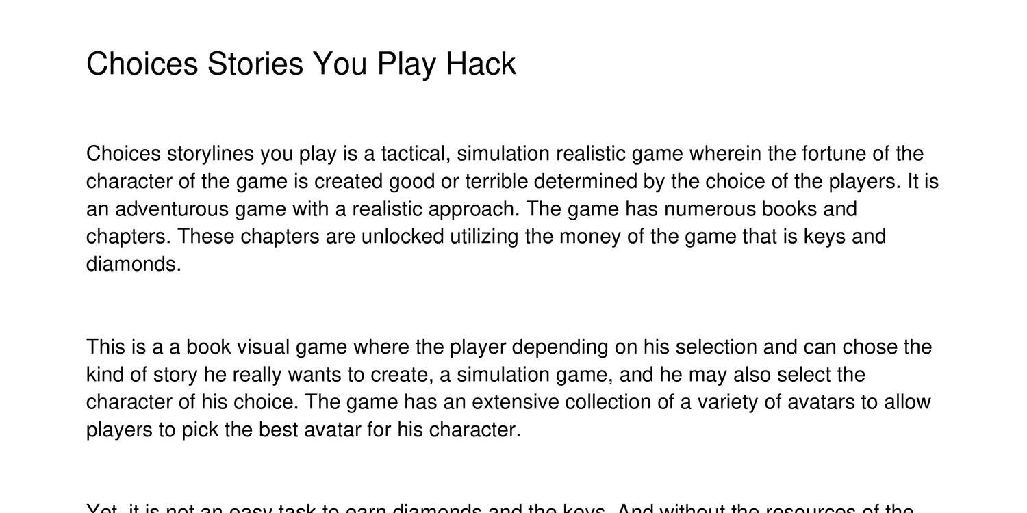 Choices Stories You Play Hackazcaz Pdf Docdroid