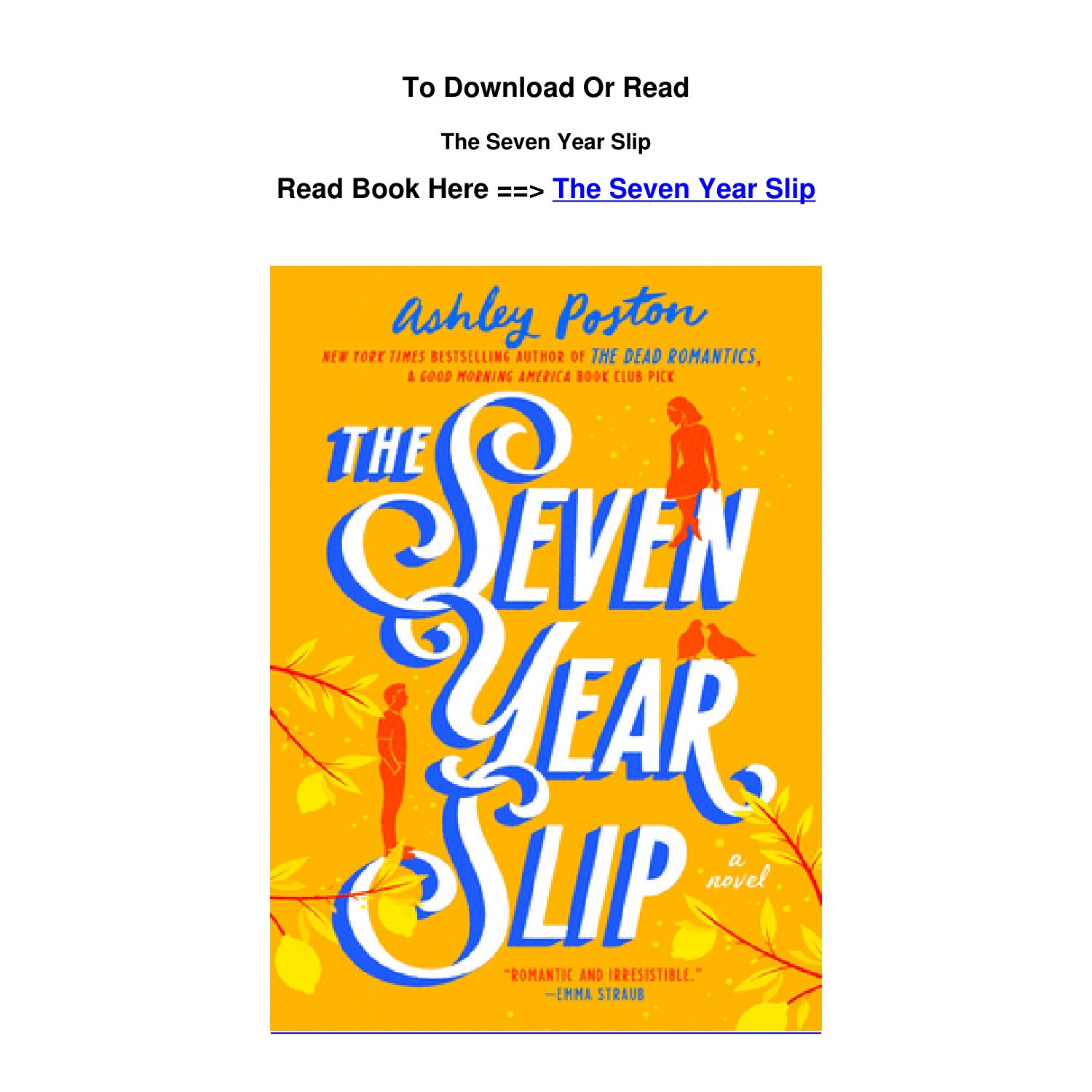 EPUB DOWNLOAD The Seven Year Slip BY Ashley Poston.pdf