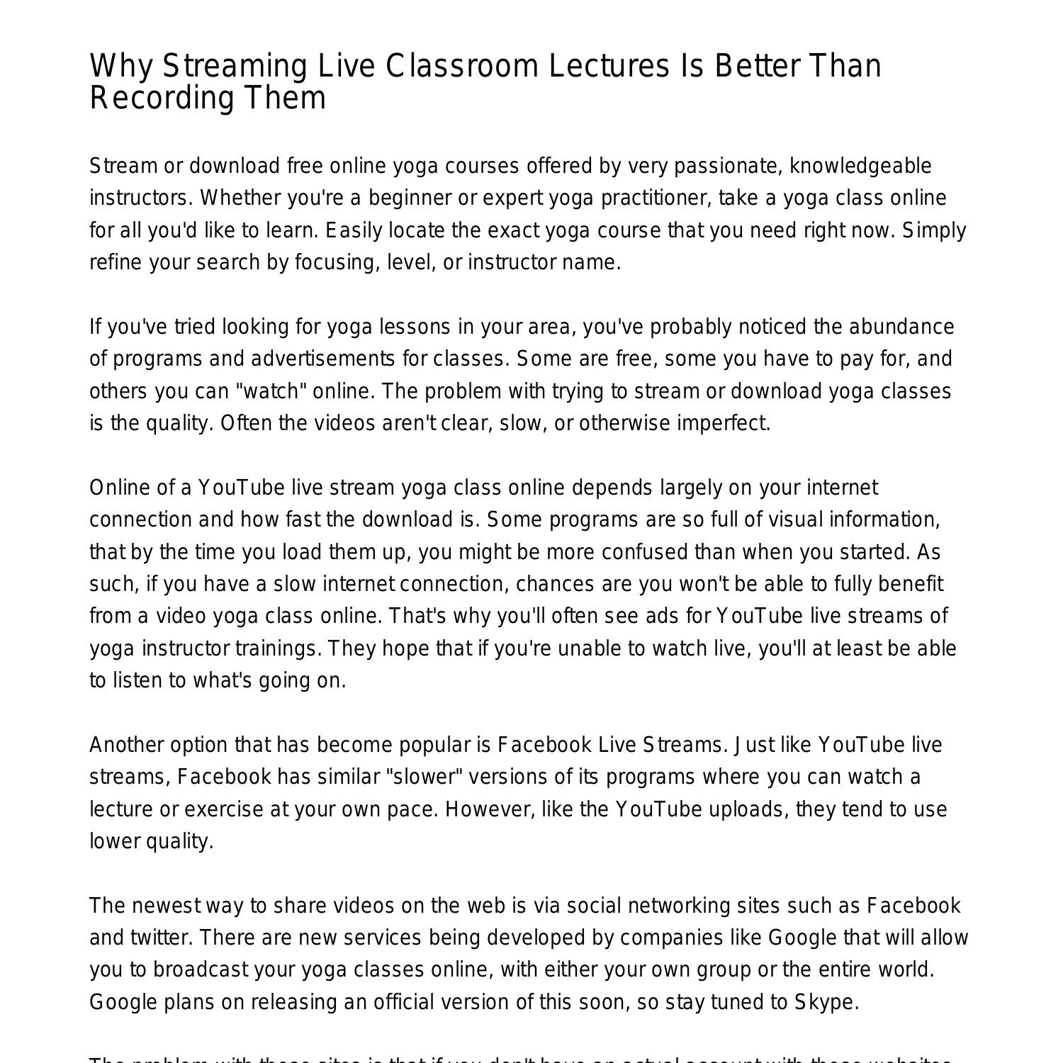 Why Streaming Live Classroom Lectures Is Better Than Recording Themlocno.pdf.pdf DocDroid